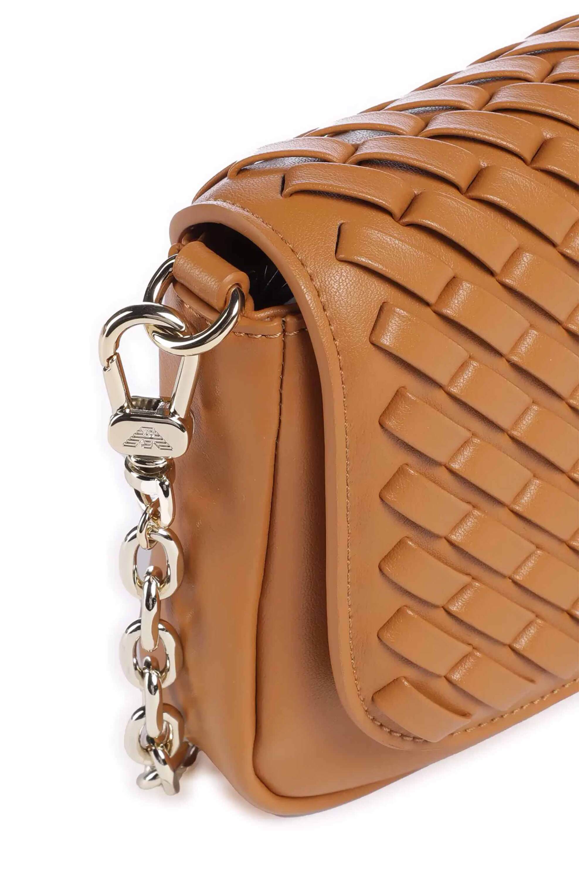 EMPORIO ARMANI Emporio Armani γυναικεία δερμάτινη τσάντα crossbody με πλεκτό σχέδιο και λογότυπο - EW001923AF15874 Ταμπά - 3