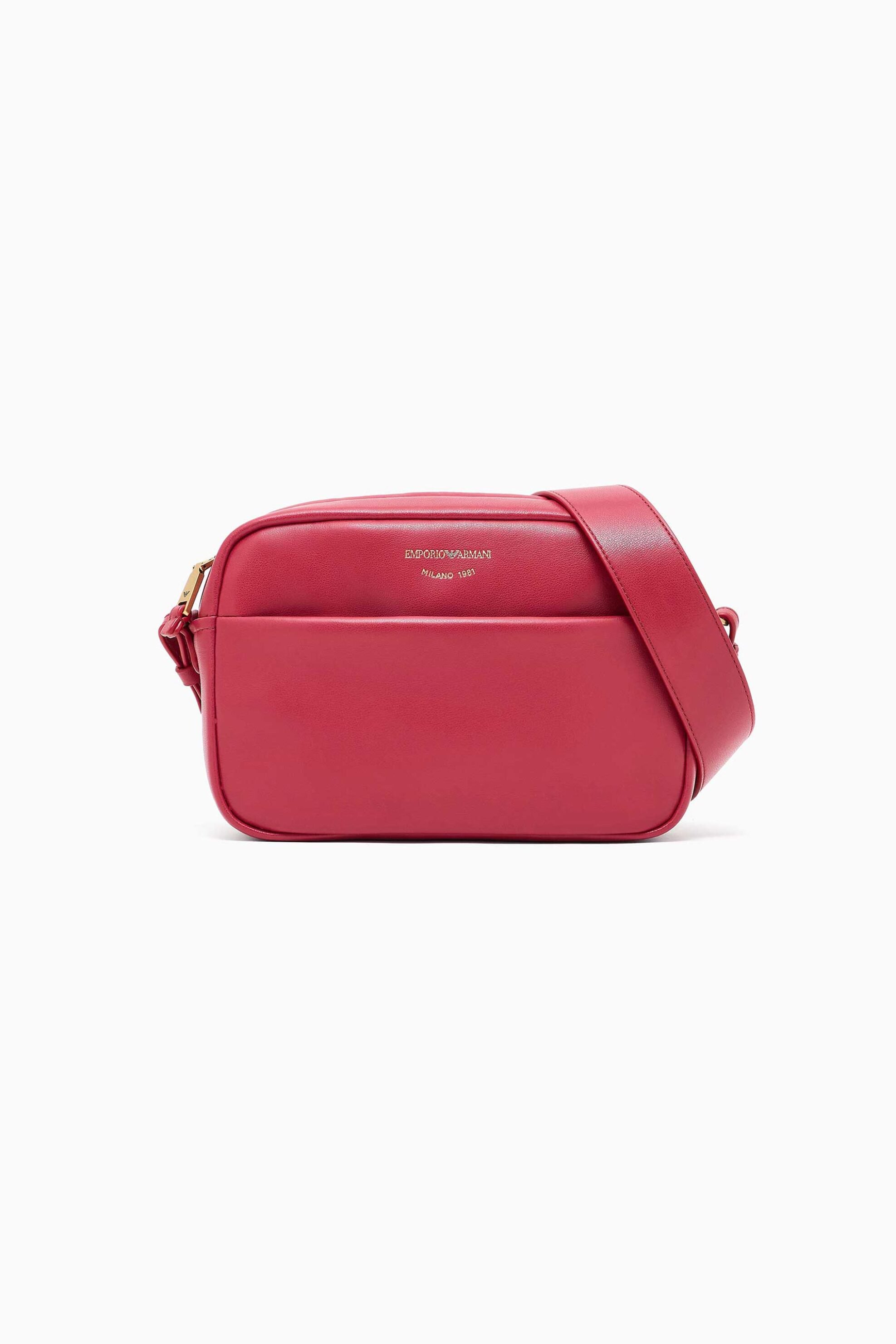 Emporio Armani γυναικείο δερμάτινο mini bag crossbody με λογότυπο - EW003032AF19229 Κόκκινο