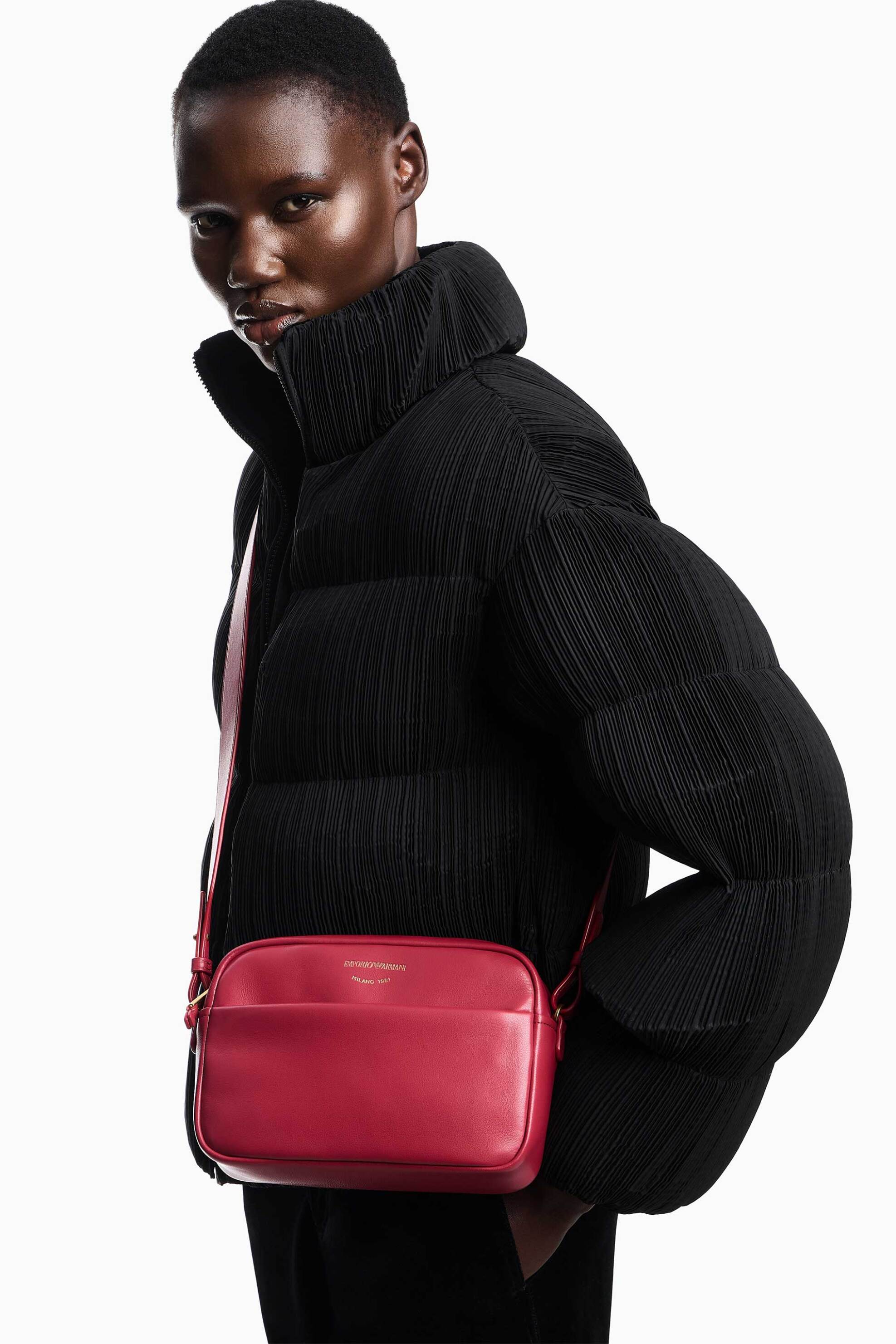 Emporio Armani Γυναικείο Δερμάτινο Mini Bag Crossbody με Λογότυπο - Ew003032Af19229 Κόκκινο