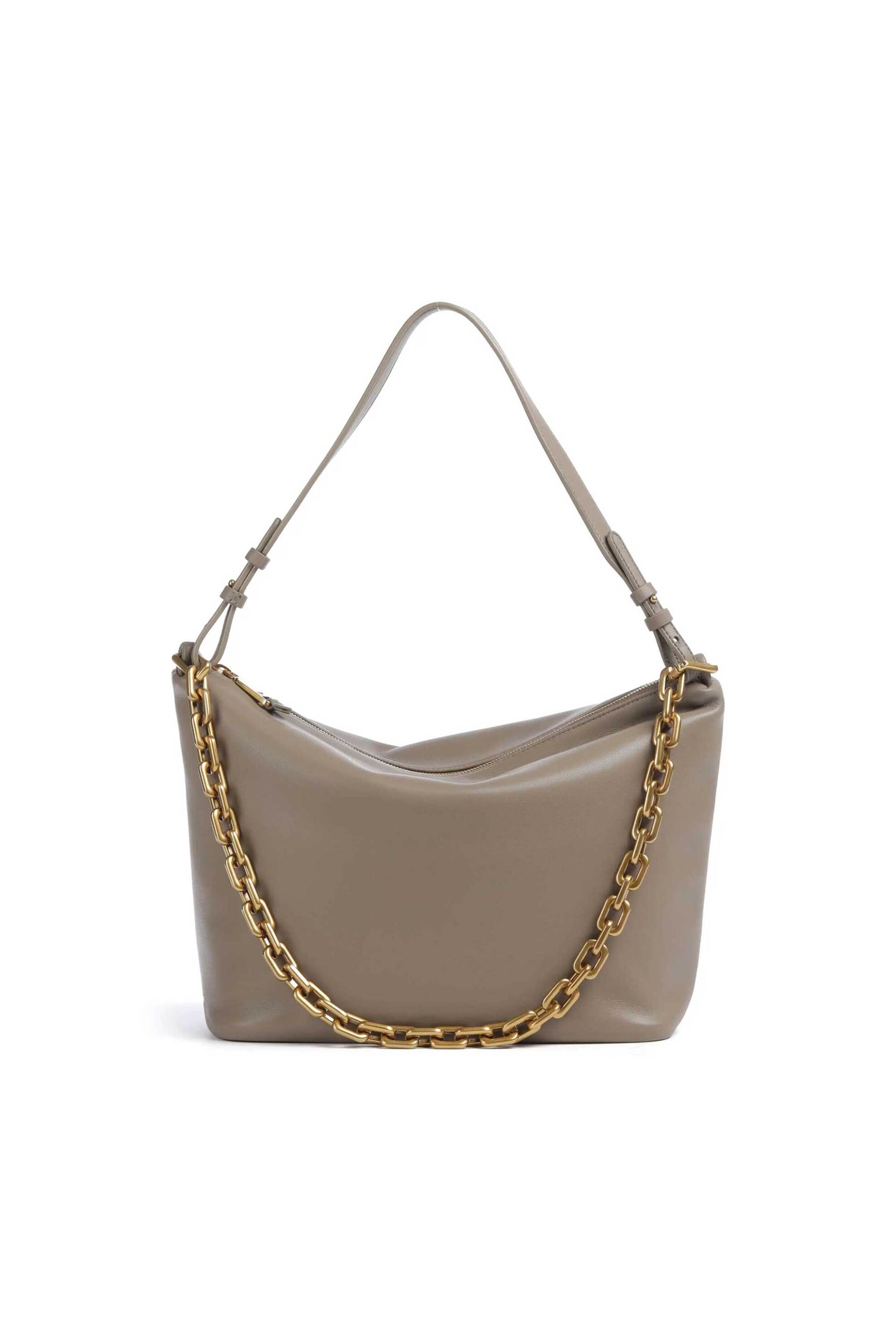 Emporio Armani γυναικεία δερμάτινη τσάντα ώμου με λογότυπο - EW003123AF19173 Taupe