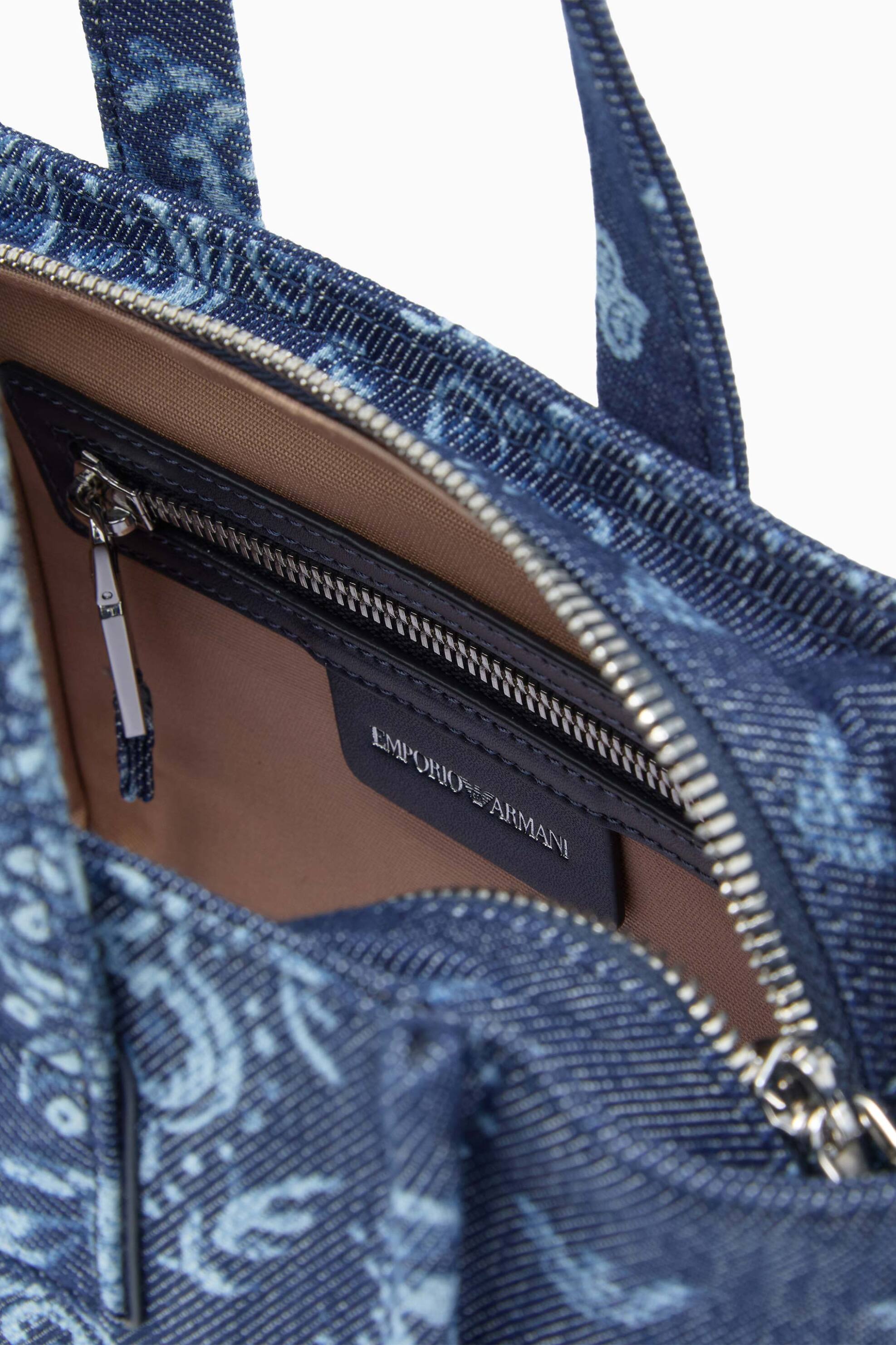 Emporio Armani Γυναικείο Canvas Mini Bag με All-Over Print - Ew000371Af25821 Μπλε Σκούρο