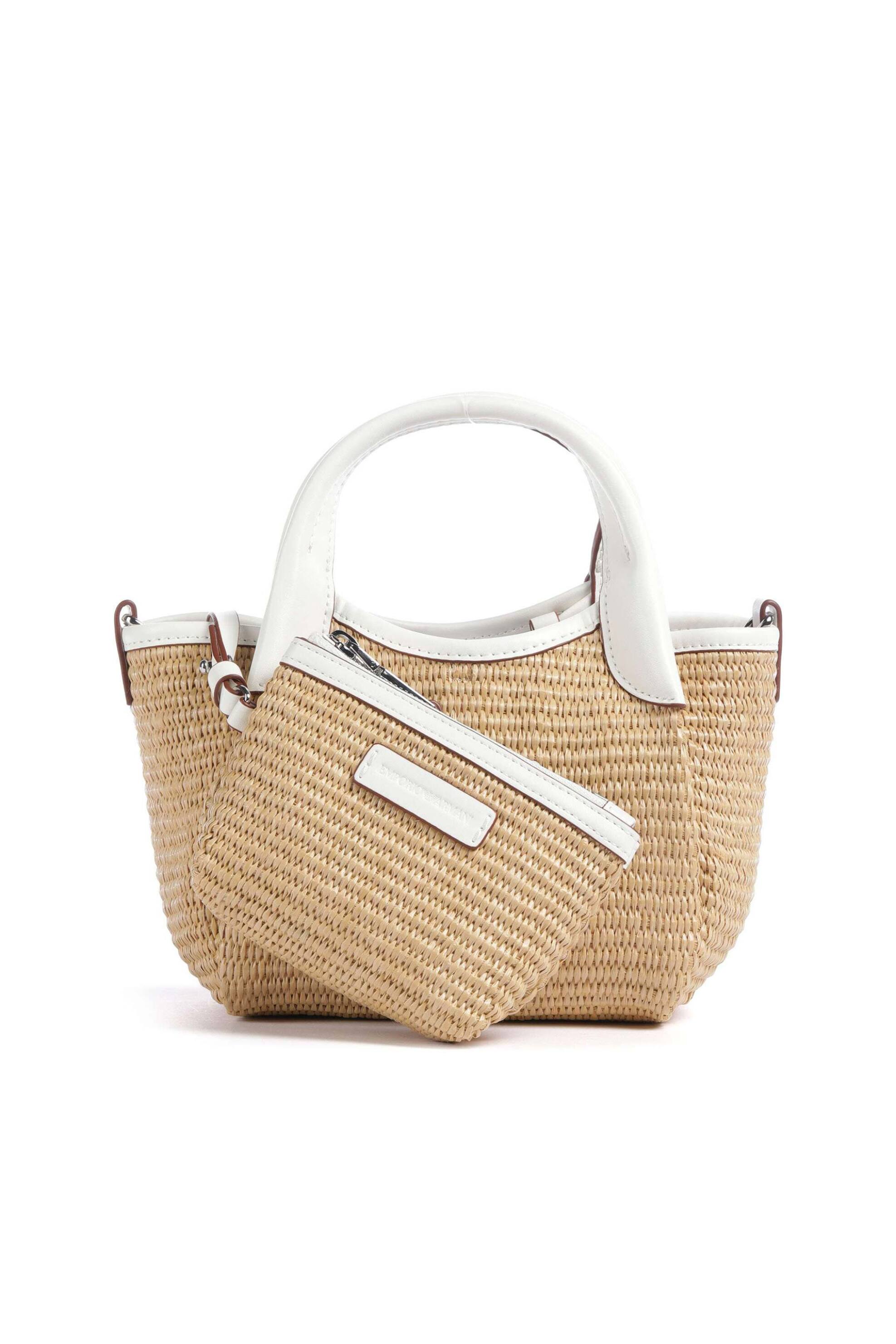 EMPORIO ARMANI Emporio Armani γυναικεία ψάθινη τσάντα crossbody με monogram (S) - EW001011AF25819 Λευκό - 2