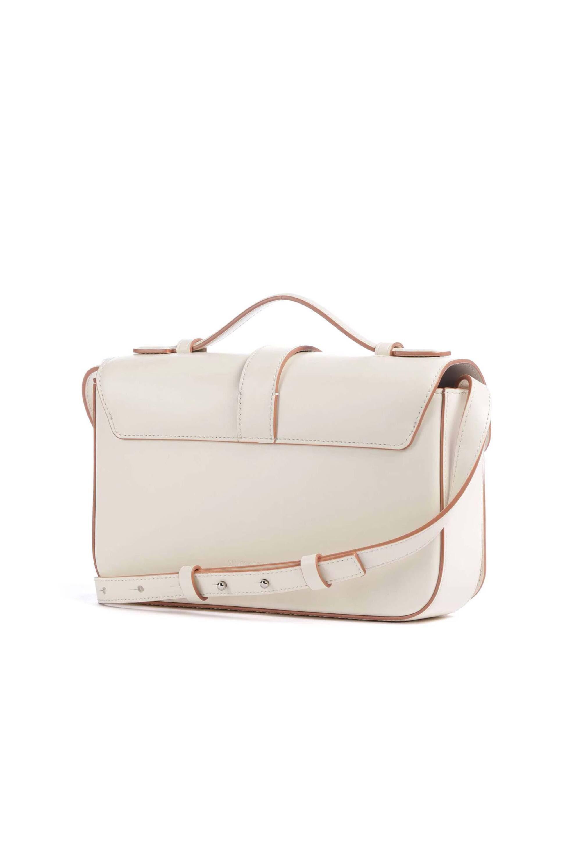Emporio Armani γυναικεία δερμάτινη τσάντα crossbody με μεταλλικό λογότυπο - EW004419AF25356 Κρέμ