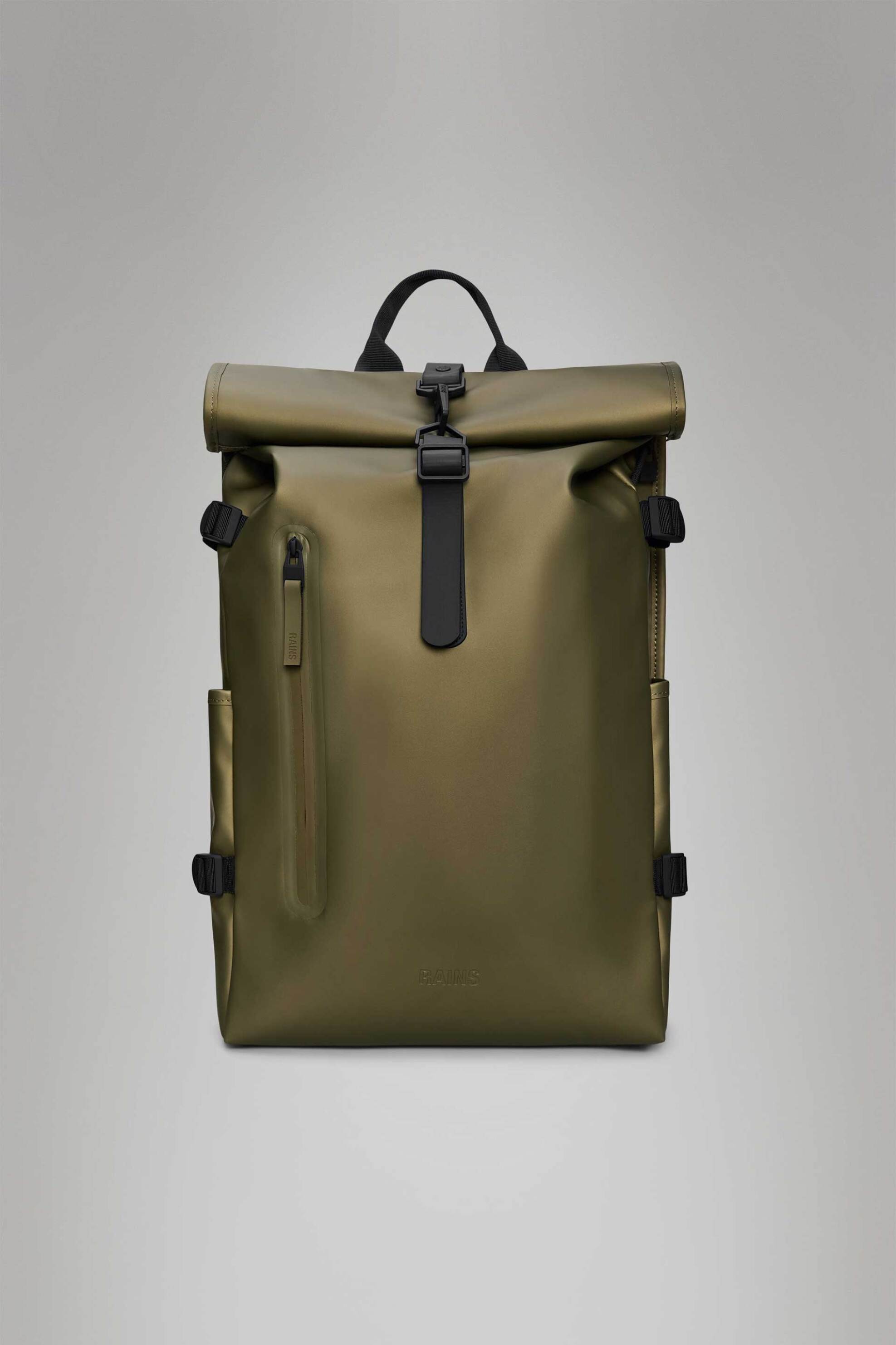 RAINS Rains unisex αδιάβροχο backpack "Rolltop Rucksack Large" - RNSS2514590 Λαδί