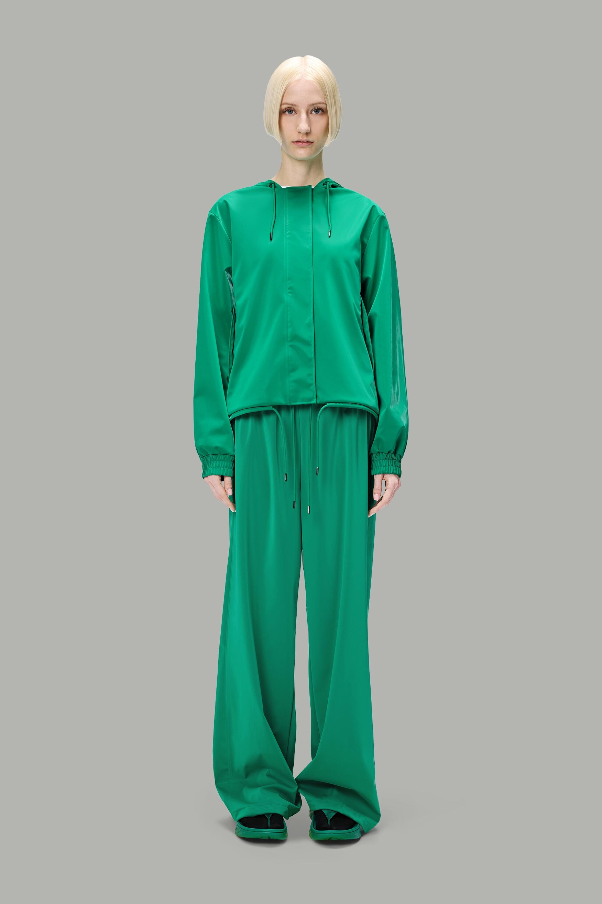 Rains unisex αδιάβροχο cropped "String W Jacket" - RNSS2518040 Πράσινο Tropical φωτογραφία