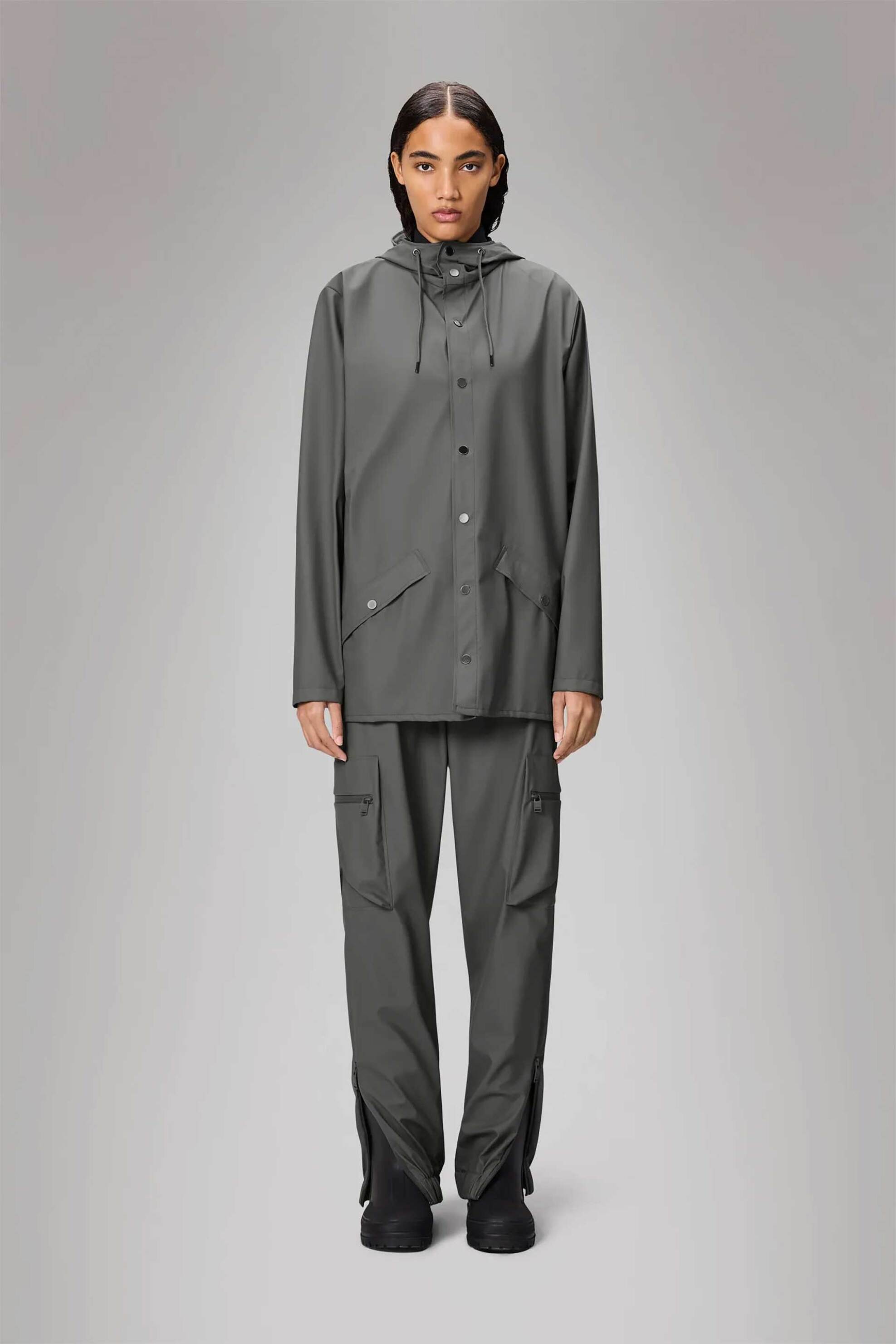 Rains unisex αδιάβροχο jacket με κουκούλα - R141/12010 Γκρι φωτογραφία