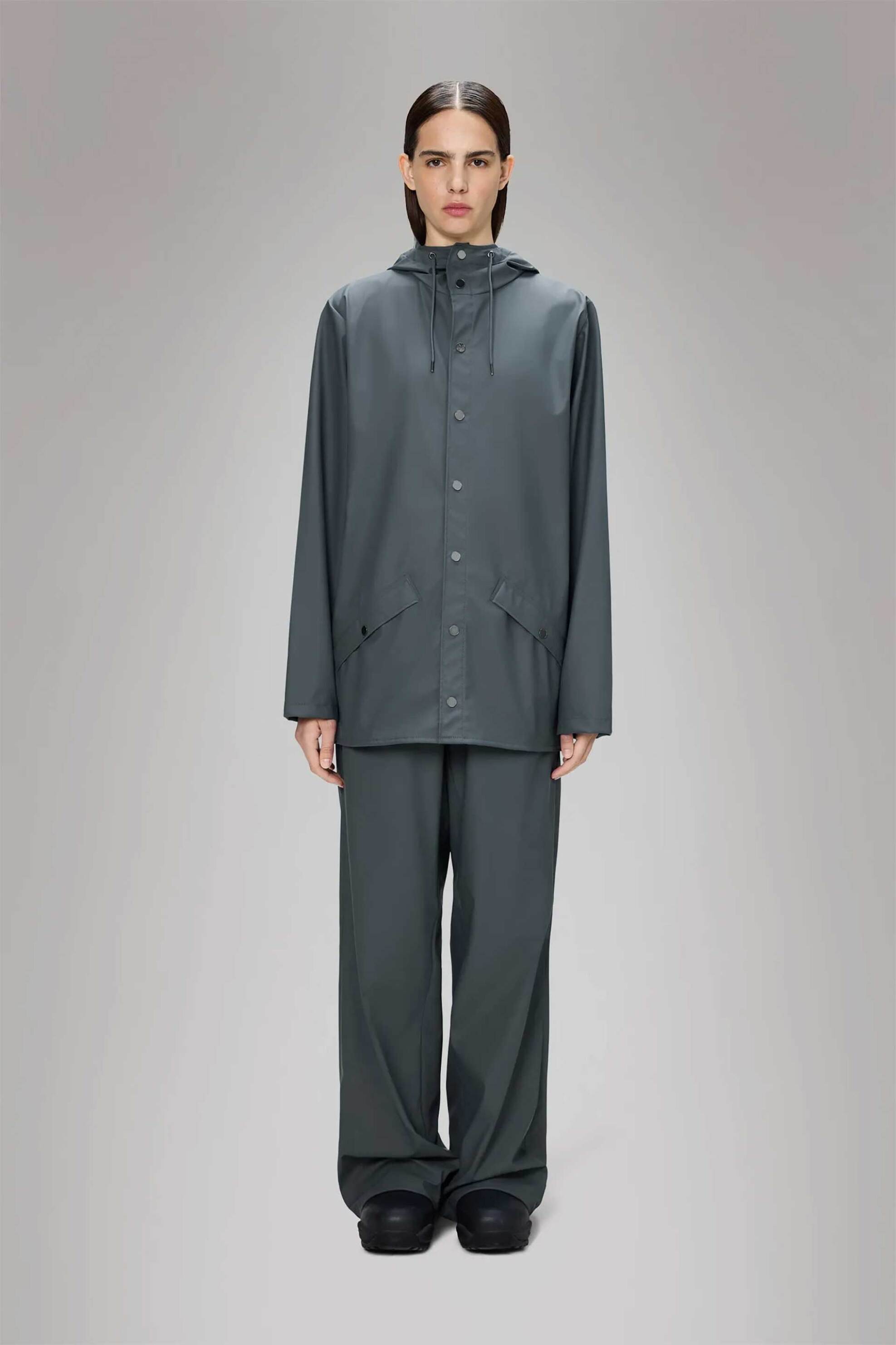 Rains unisex αδιάβροχο jacket με κουκούλα - R141/12010 Γκρι Γαλάζιο φωτογραφία