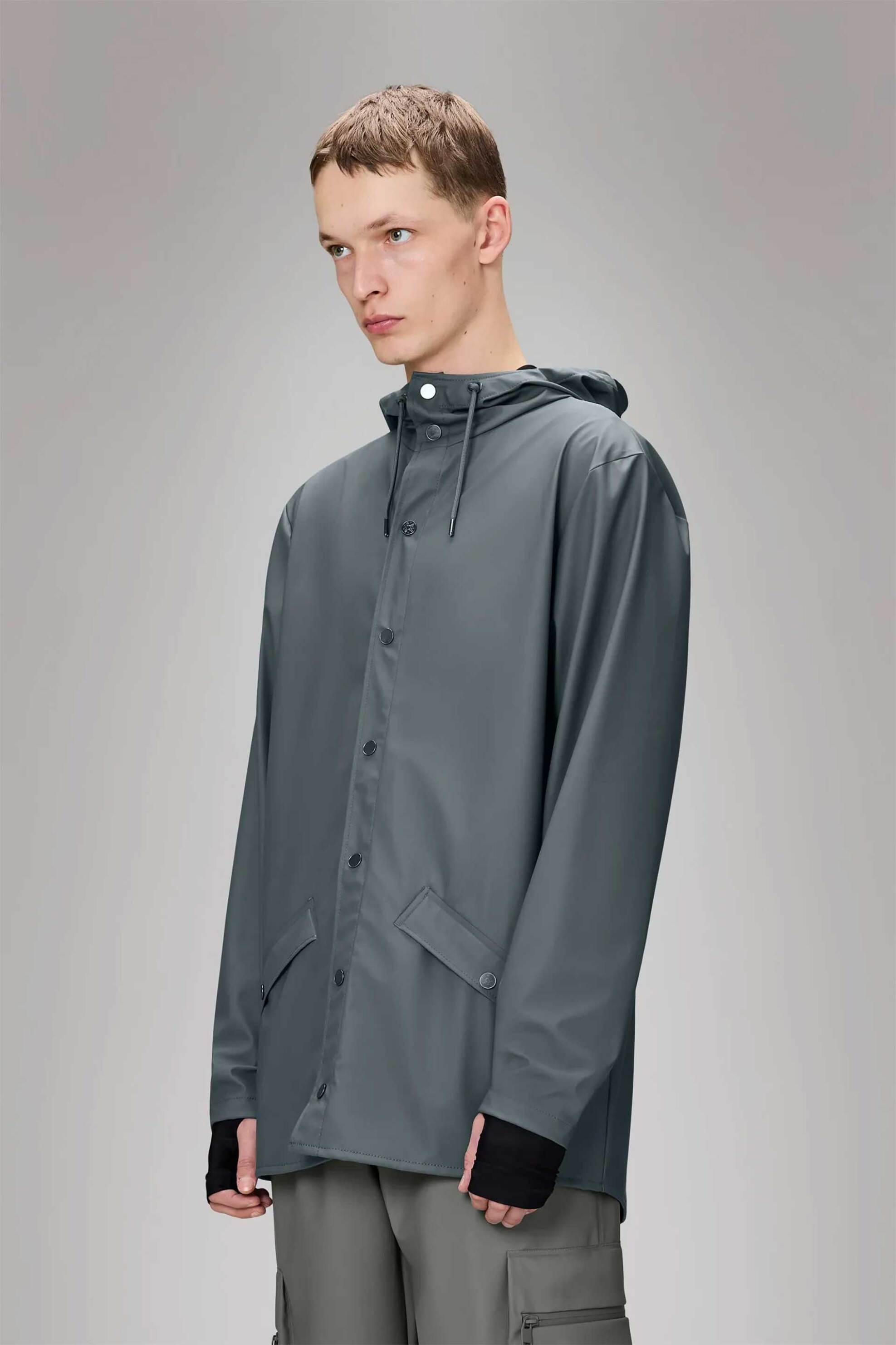 Rains unisex αδιάβροχο jacket με κουκούλα - R141/12010 Γκρι Γαλάζιο φωτογραφία