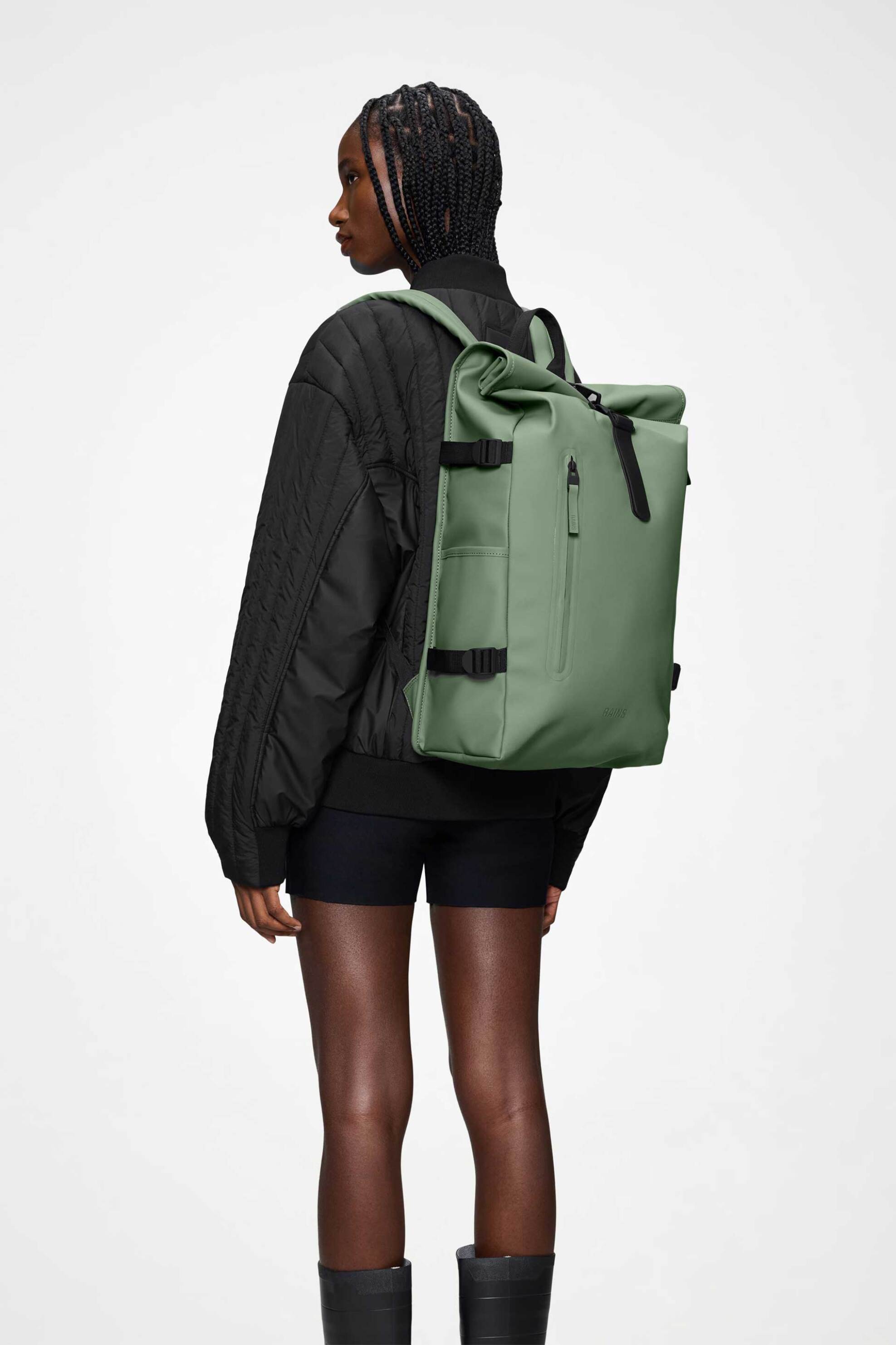 Rains Unisex Αδιάβροχο Backpack Rolltop Rucksack Large - R142 14590 Πράσινο