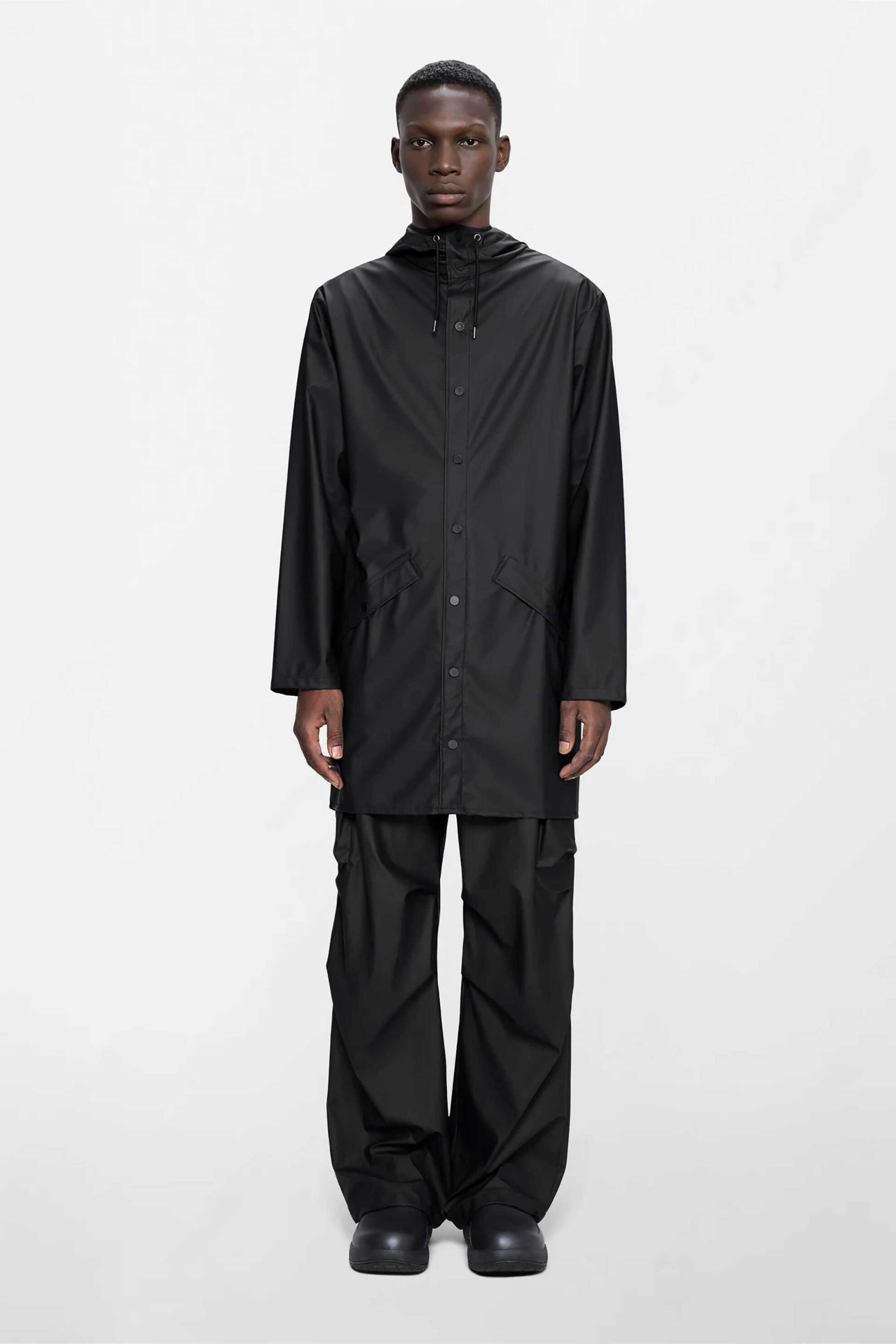 Rains Unisex Αδιάβροχο Μακρύ Jacket με Κουκούλα - R143 A12020 Μαύρο