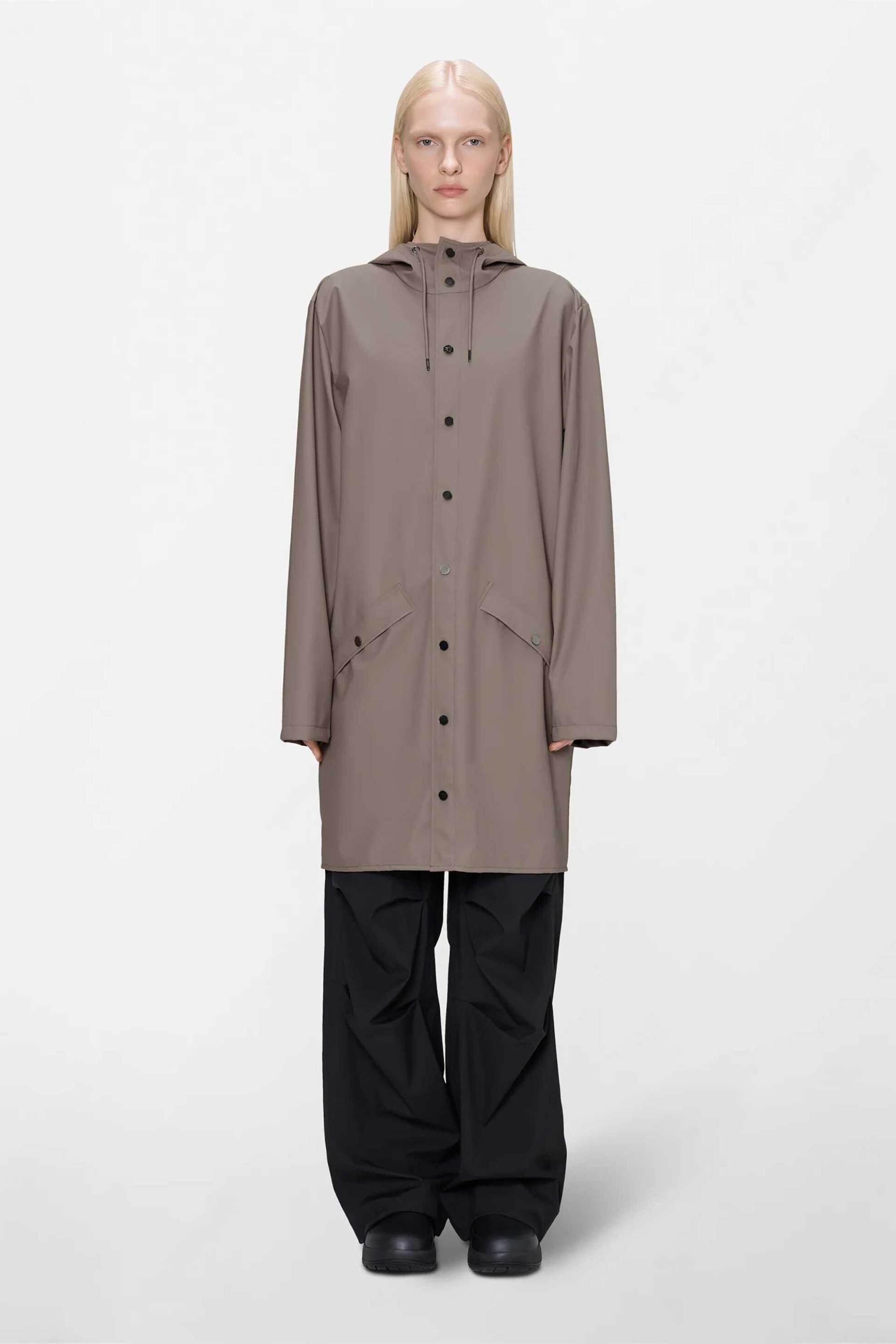Rains Unisex Αδιάβροχο Μακρύ Jacket με Κουκούλα - R143 A12020 Taupe