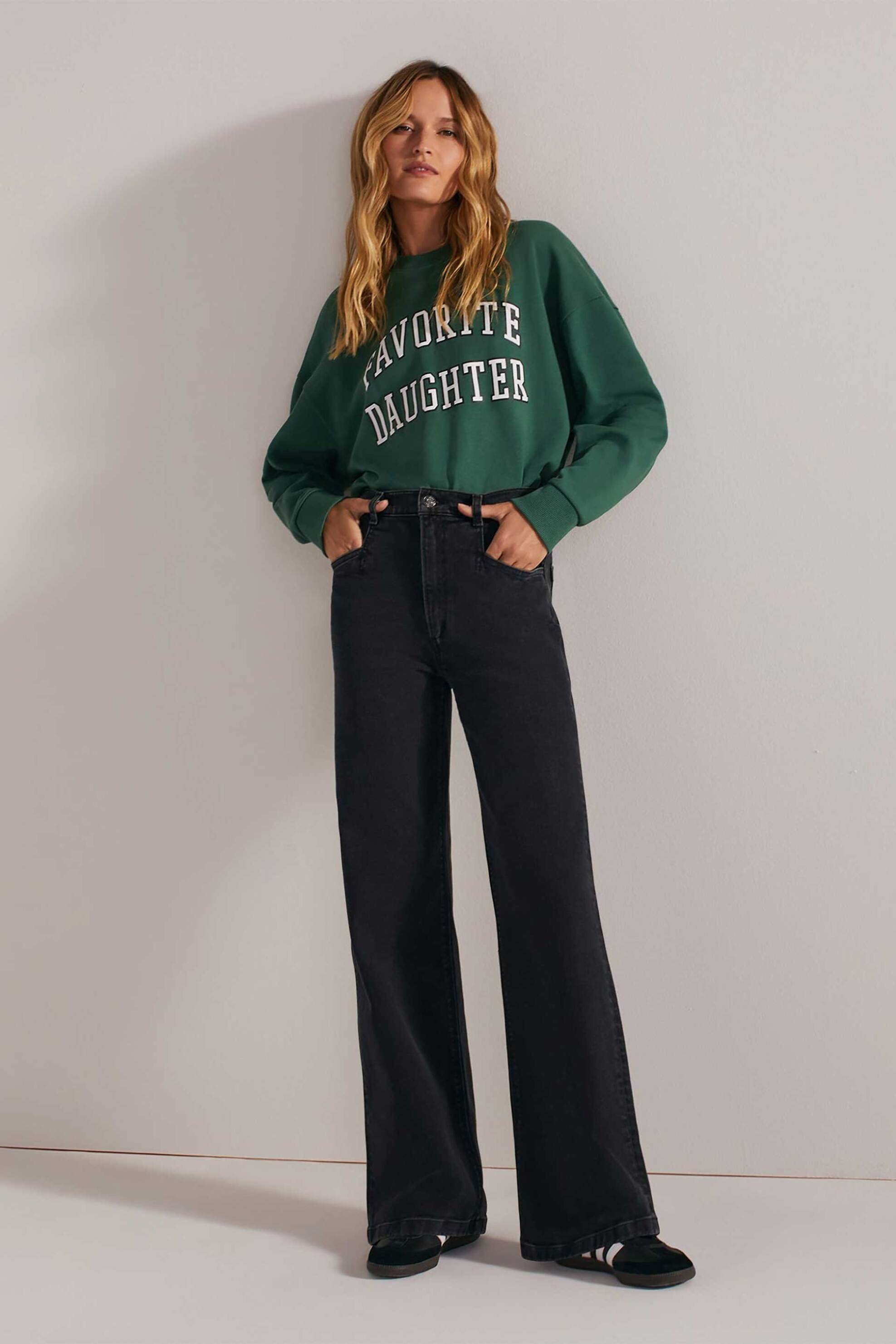 FAVORITE DAUGHTER Favorite Daughter γυναικείο τζιν παντελόνι "The Jordie Super High Rise Wide Leg" - FCUBBL5548-BL Μαύρο