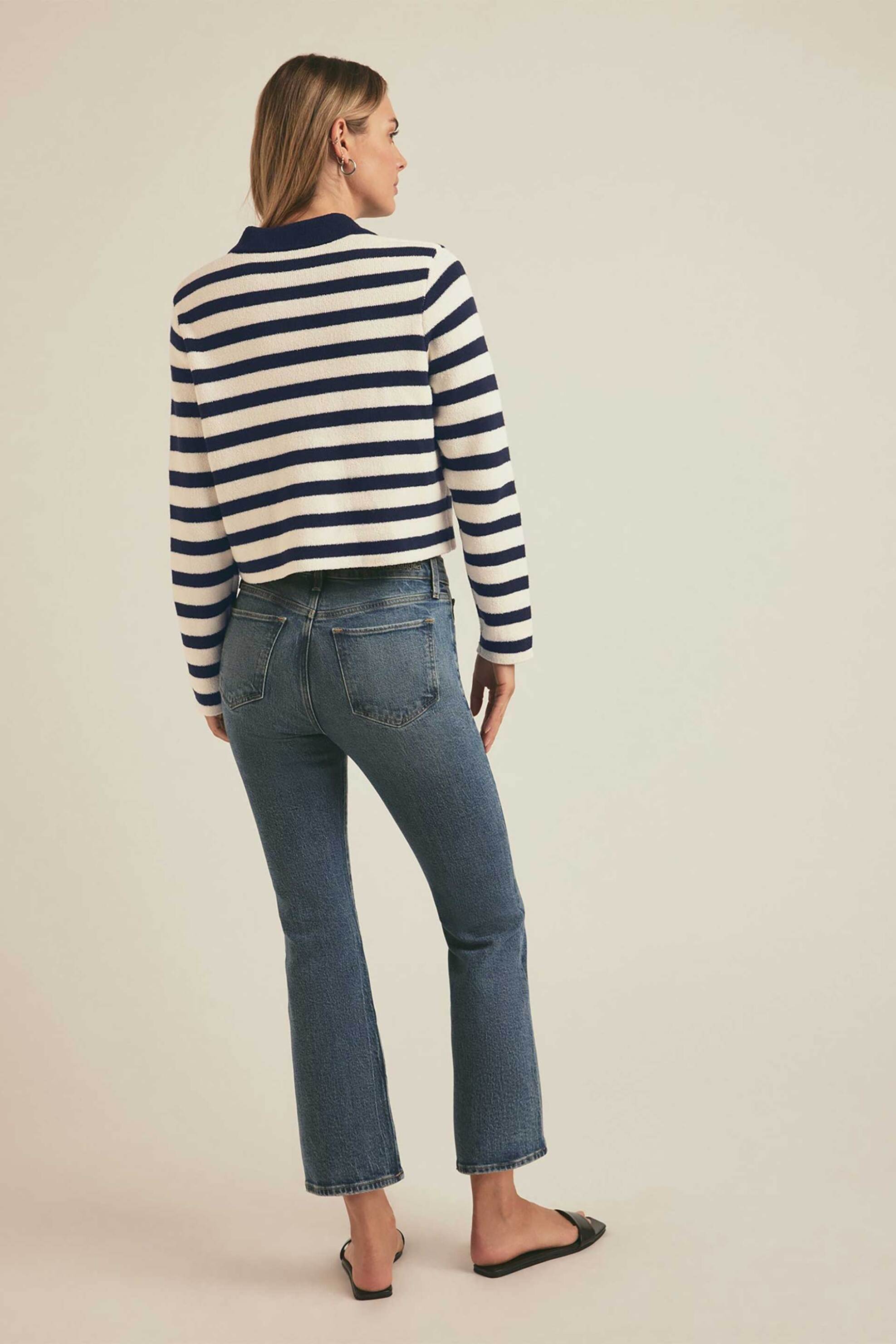 Favorite Daughter γυναικεία ζακέτα ριγέ με γιακά "The Annabel" - 45FRMSTD7028-NVW Εκρού φωτογραφία