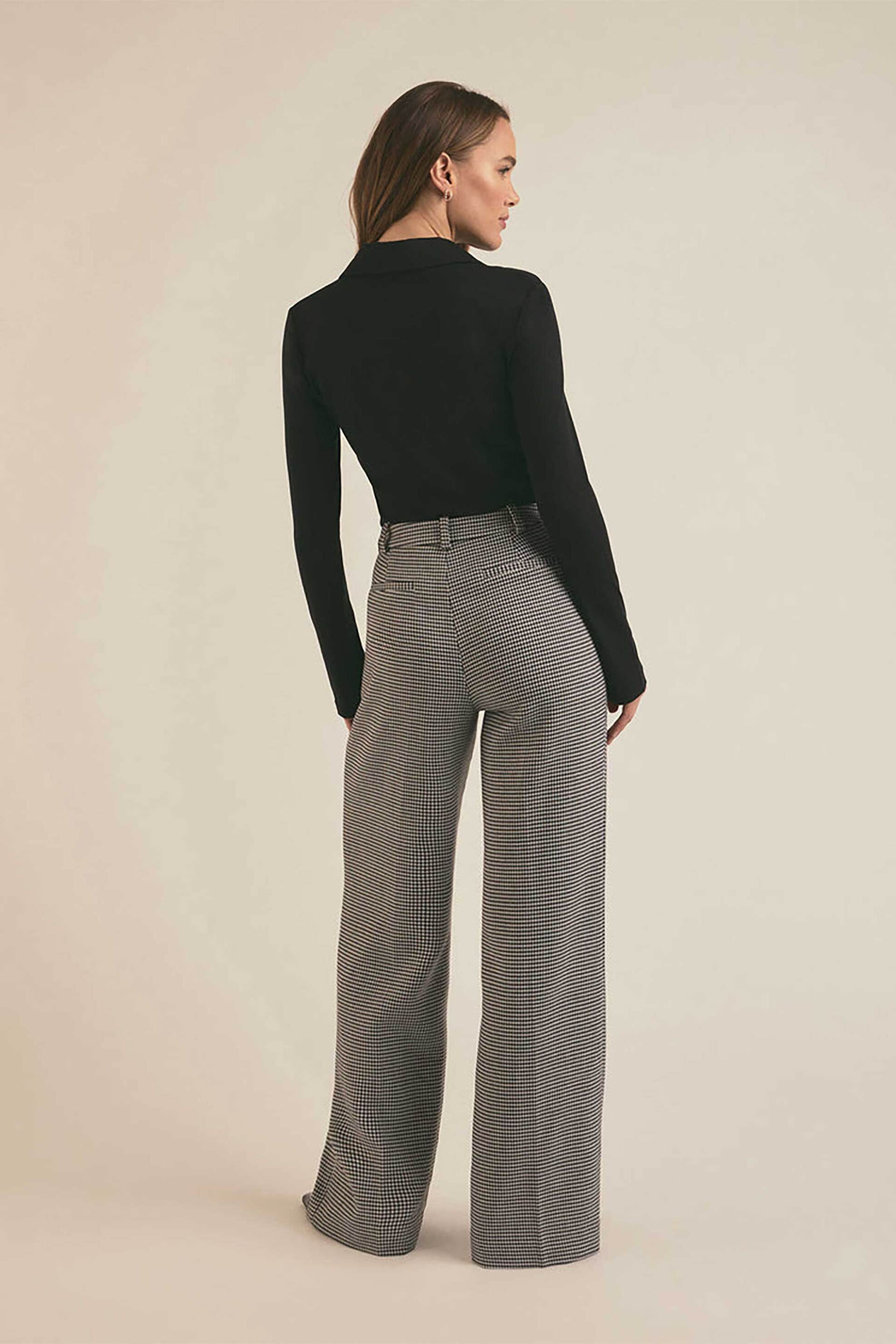 Favorite Daughter γυναικείο παντελόνι pie de poule "The Low Favorite Pant" - 45FJBAXT8526-MBW Ασπρόμαυρο φωτογραφία