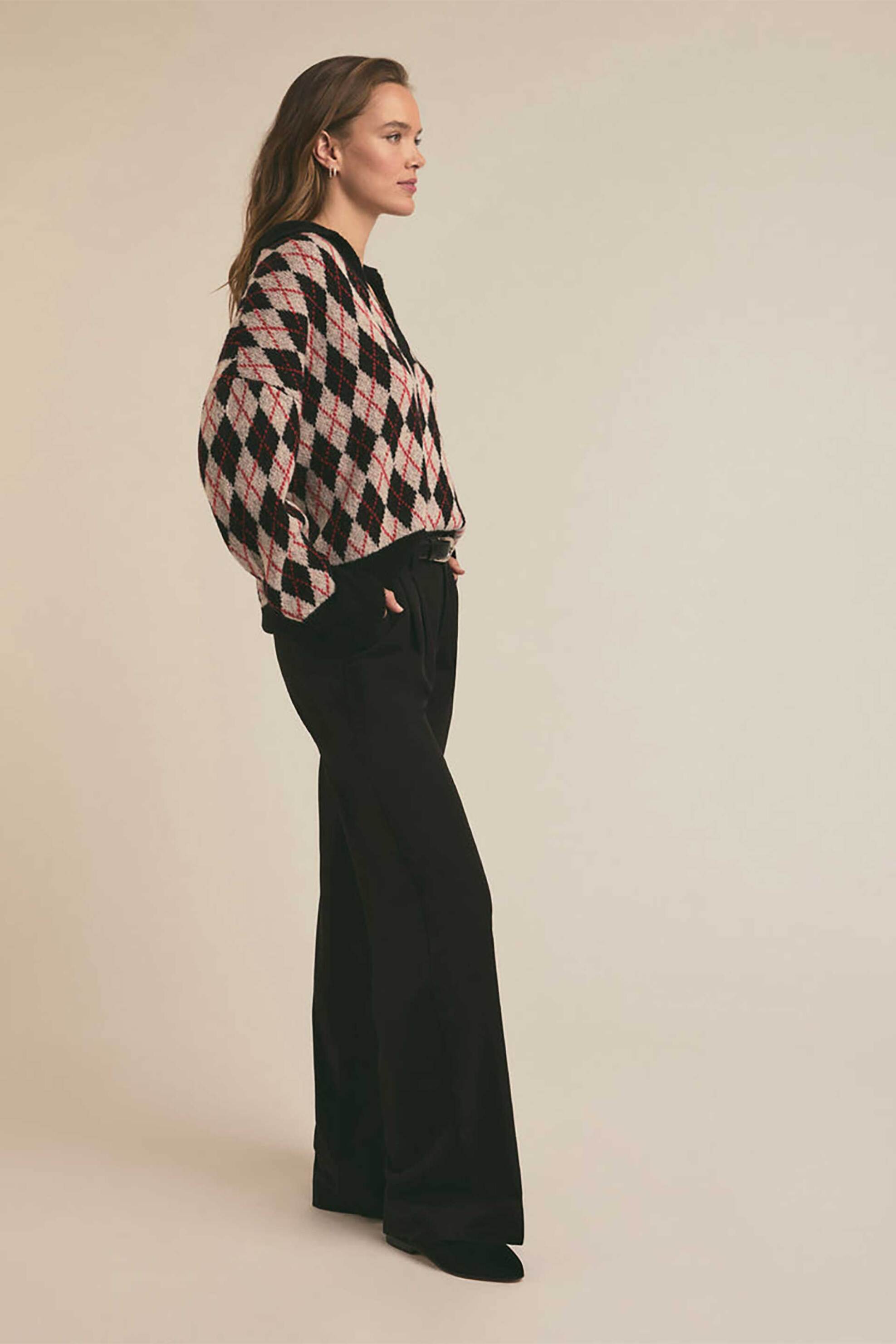 Favorite Daughter γυναικείο πουλόβερ με καρό σχέδιο "The Aria" - 45FNMSAH3073-BRA Μαύρο φωτογραφία