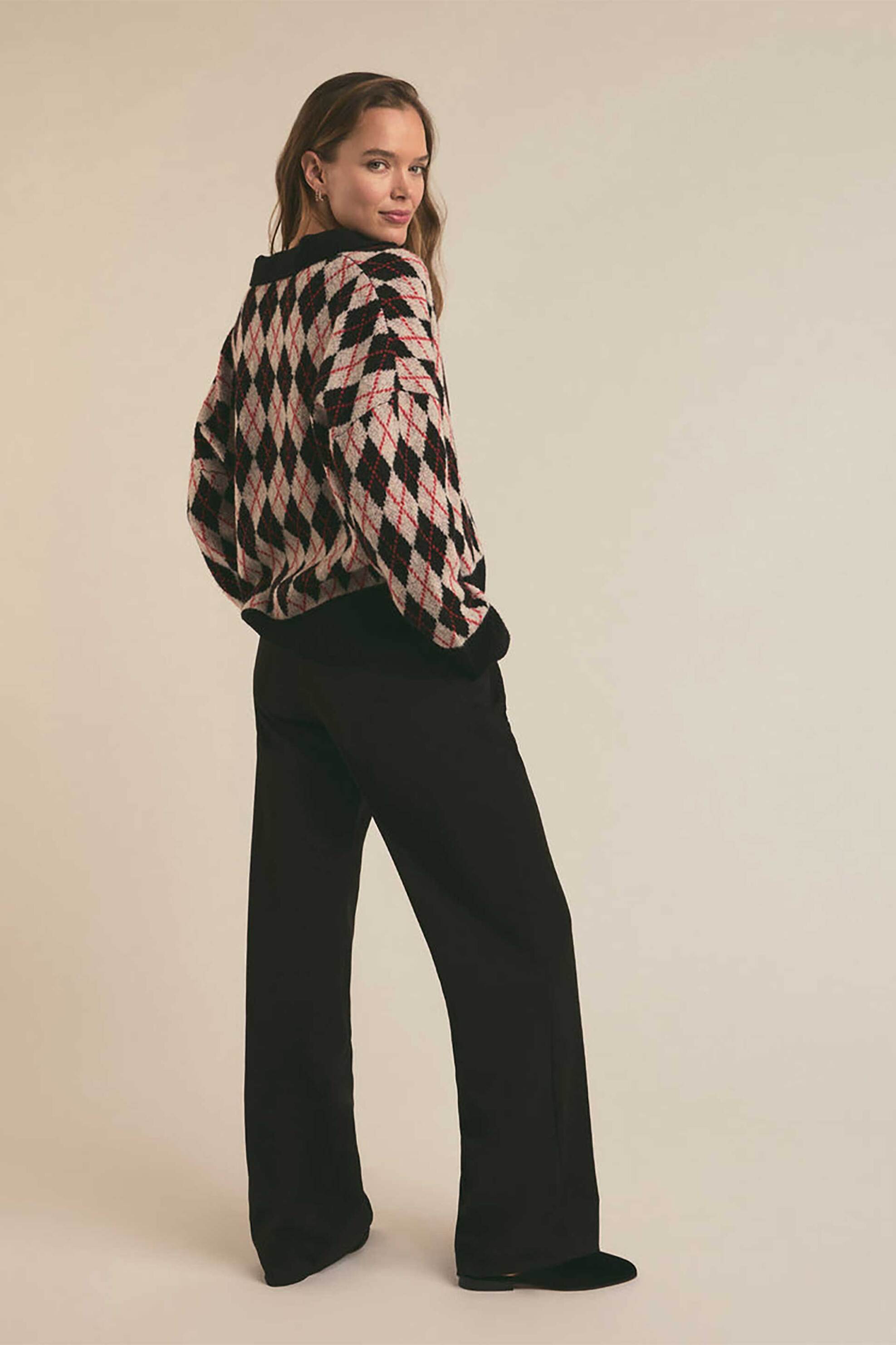 Favorite Daughter γυναικείο πουλόβερ με καρό σχέδιο "The Aria" - 45FNMSAH3073-BRA Μαύρο φωτογραφία