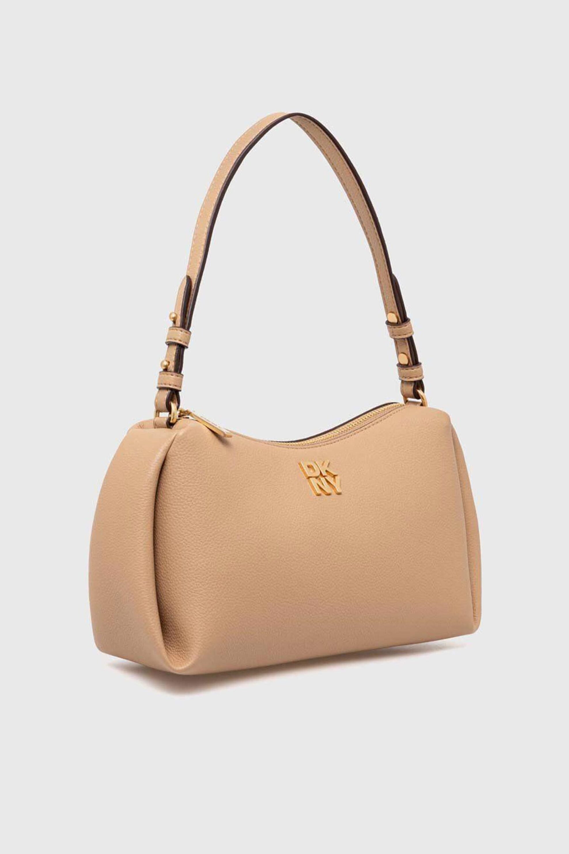 DKNY γυναικεία τσάντα ώμου με ανάγλυφο μεταλλικό logo "Remy" - R423AE54 Καμηλό φωτογραφία