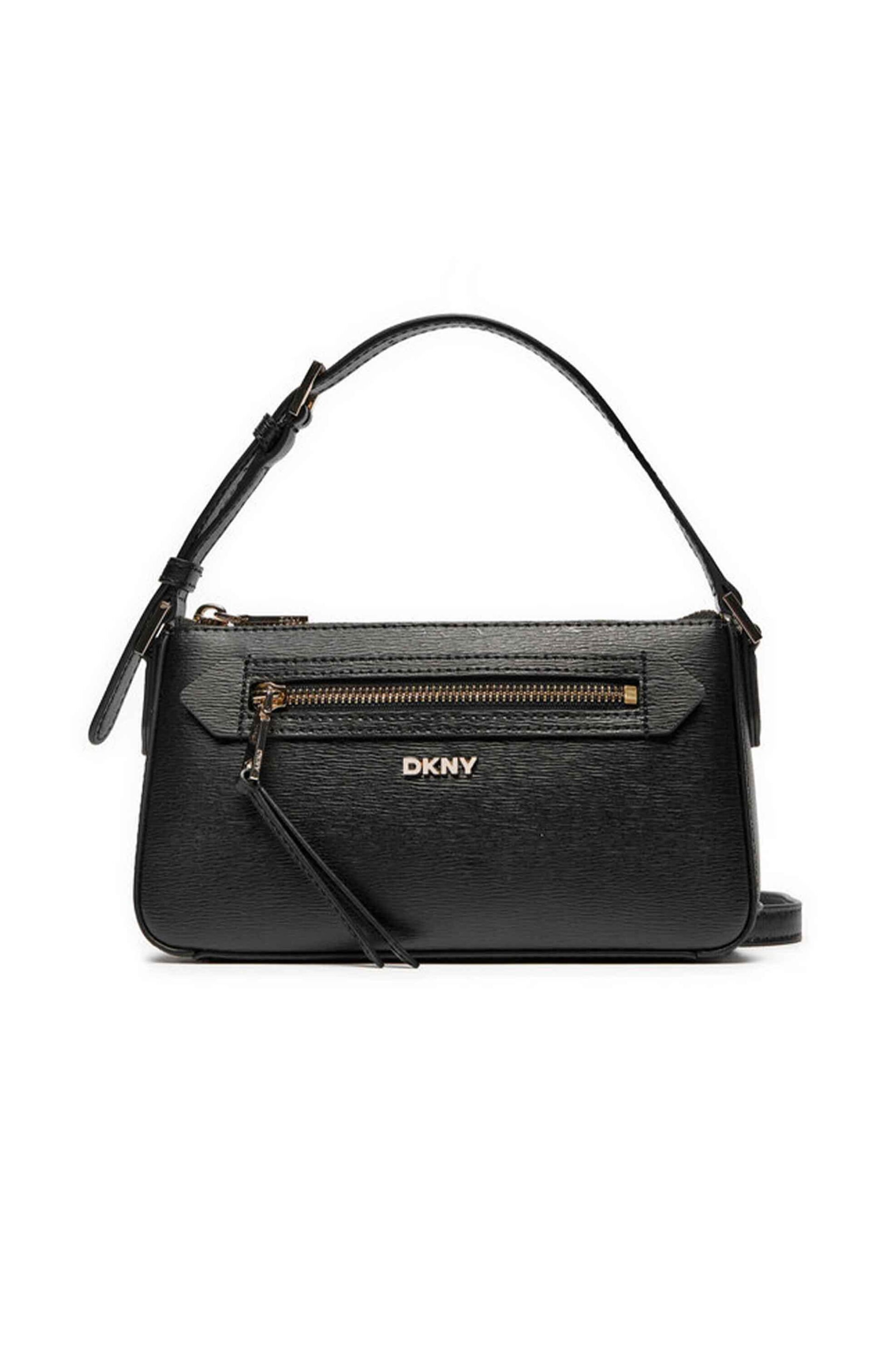DKNY DKNY γυναικεία δερμάτινη τσάντα crossbody με μεταλλικό logo "Bryant" - R42HKE18 Μαύρο