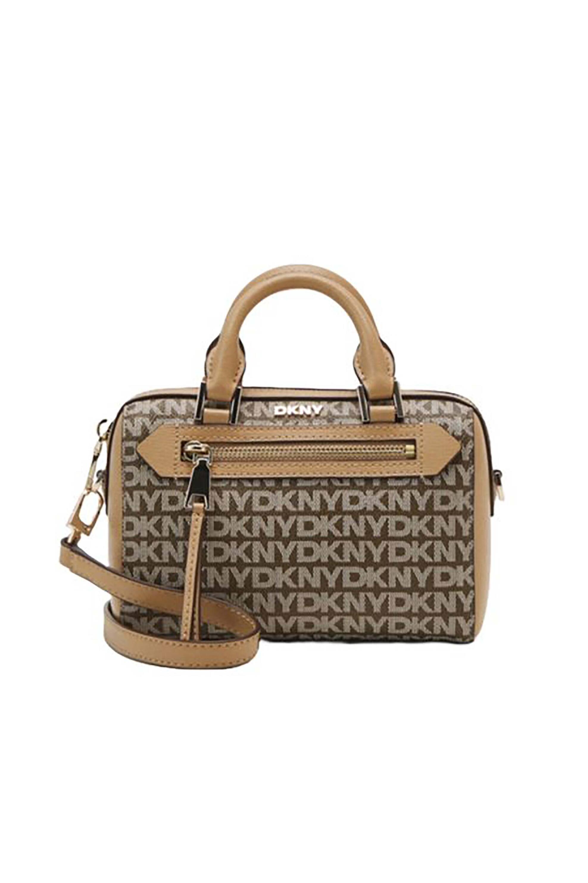 DKNY γυναικεία τσάντα crossbody με all-over logo "Bryant" - R42DYE19 Καμηλό