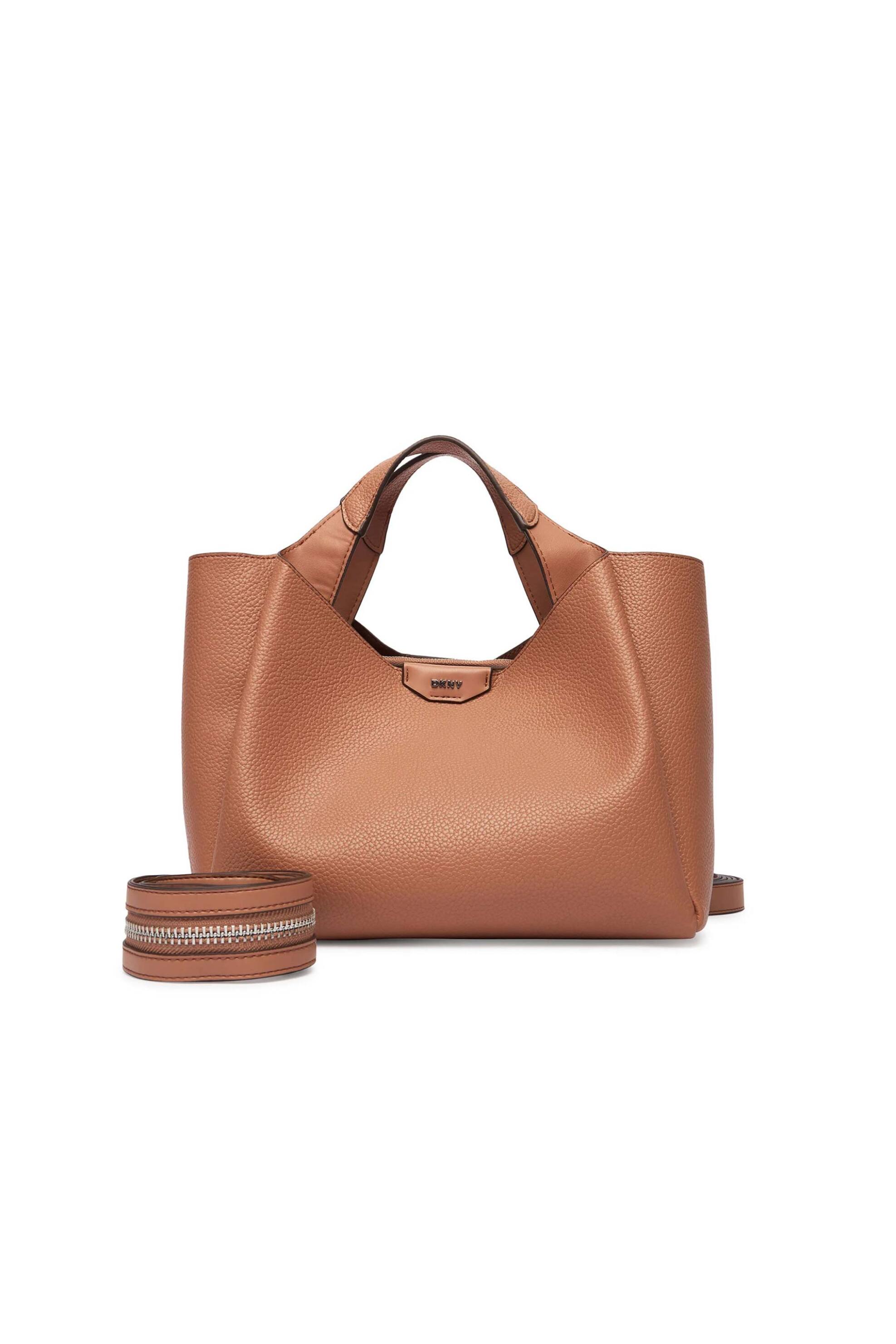 DKNY γυναικεία τσάντα χειρός με μεταλικό λογότυπο "Willa" - R43DYG33 Καμηλό