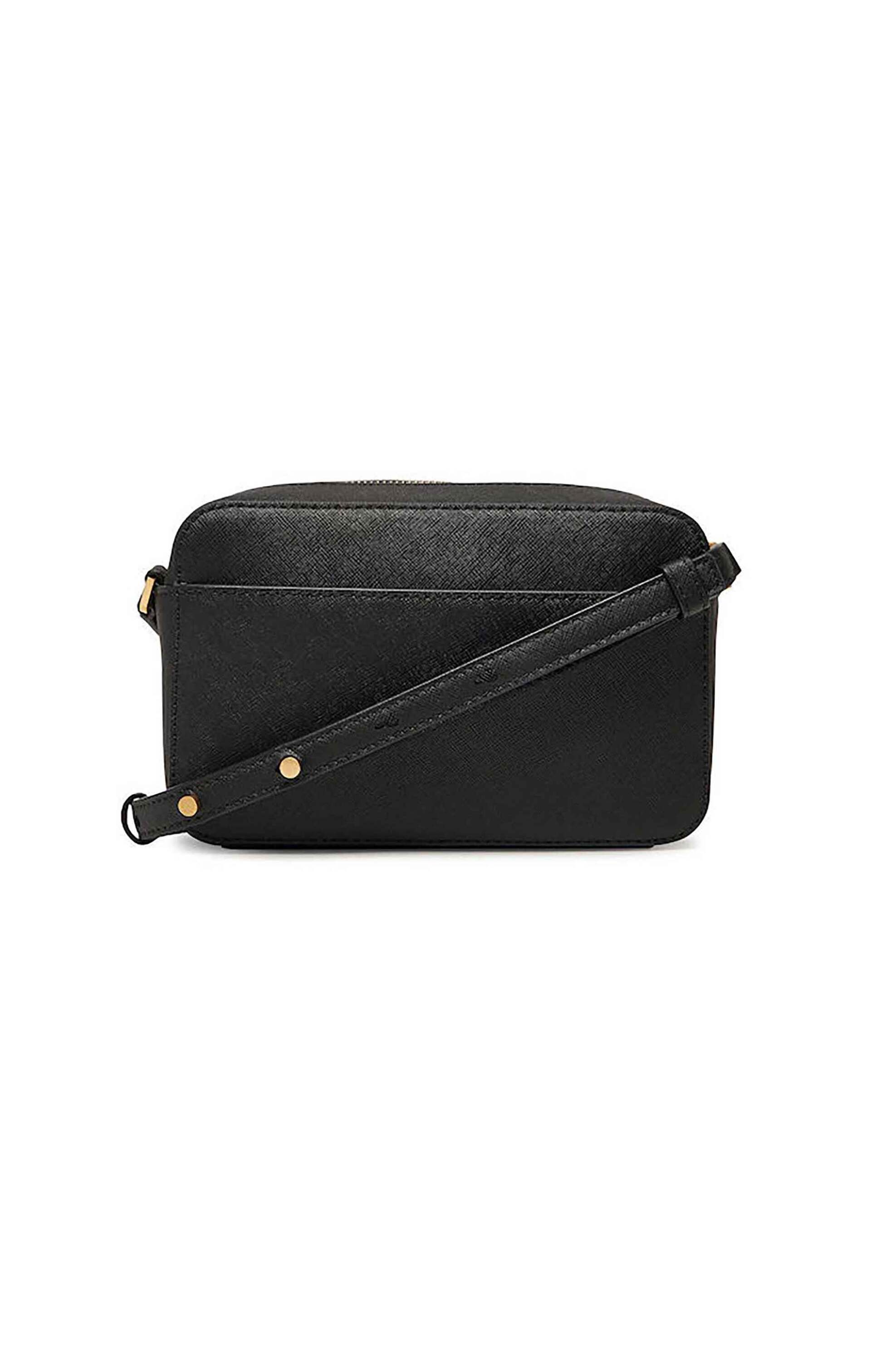 DKNY DKNY γυναικεία δερμάτινη τσάντα crossbody μονόχρωμη με μεταλικό λογότυπο "Avril" - R51E1J31 Μαύρο - 3