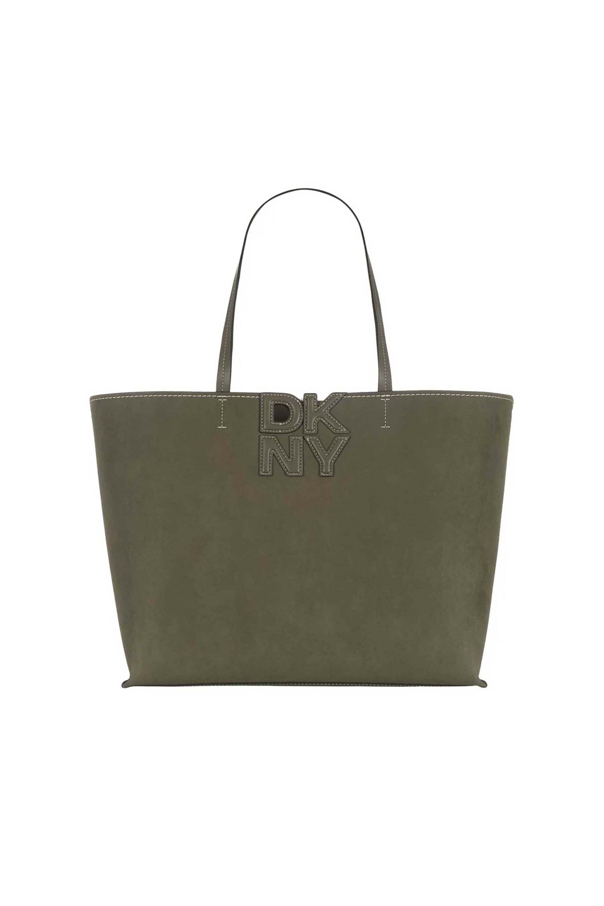 DKNY γυναικεία τσάντα χειρός μονόχρωμη "Nicole" - R52AMJ38 Λαδί