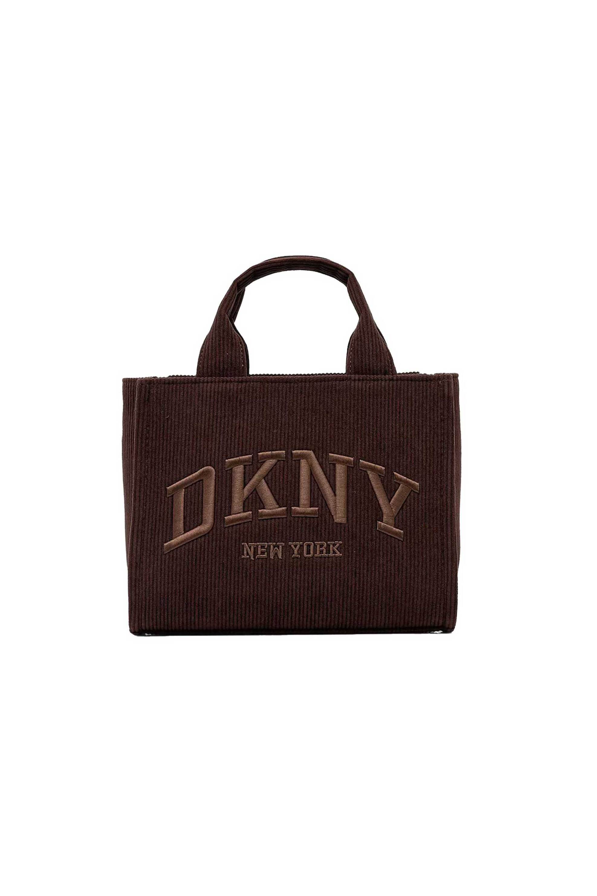 DKNY γυναικεία τσάντα χειρός με ανάγλυφο λογότυπο "Hadlee" - R53ADC80 Καφέ