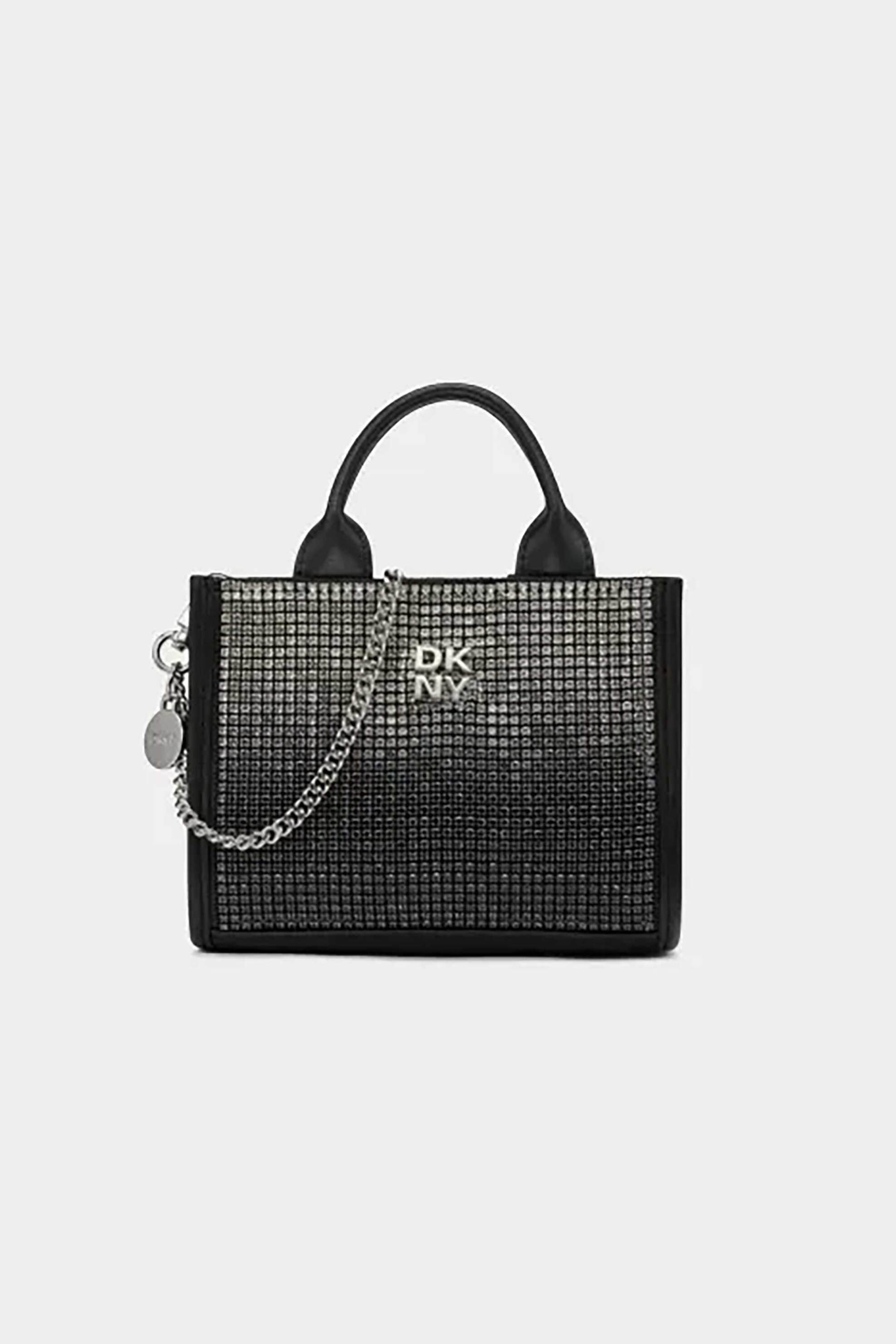 DKNY γυναικεία τσάντα χειρός με διακοσμητικές πέτρες "Hadlee" - R53AVM56 Μαύρο