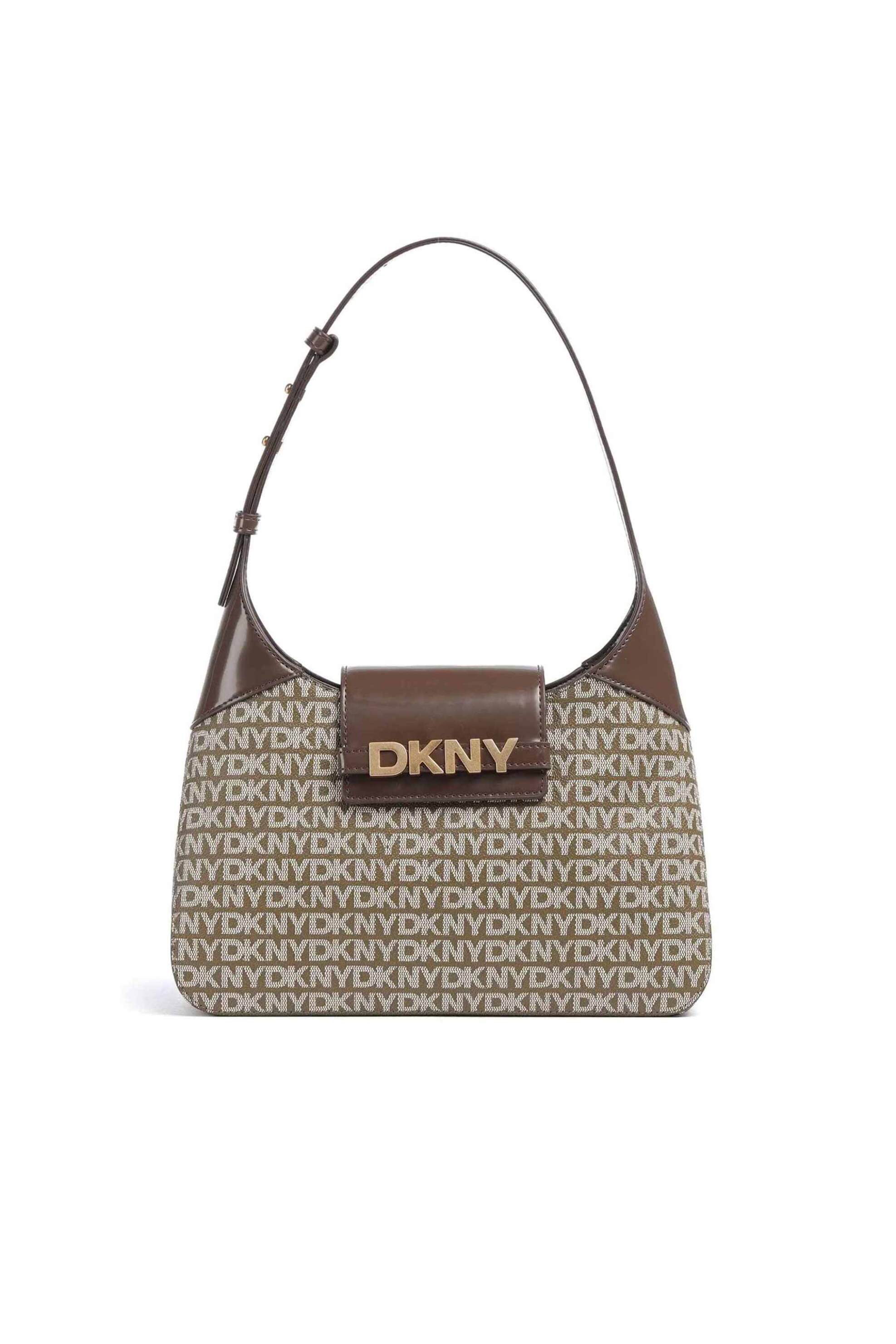DKNY γυναικεία τσάντα ώμου με all-over print "Avril" - R5235L20 Καφέ