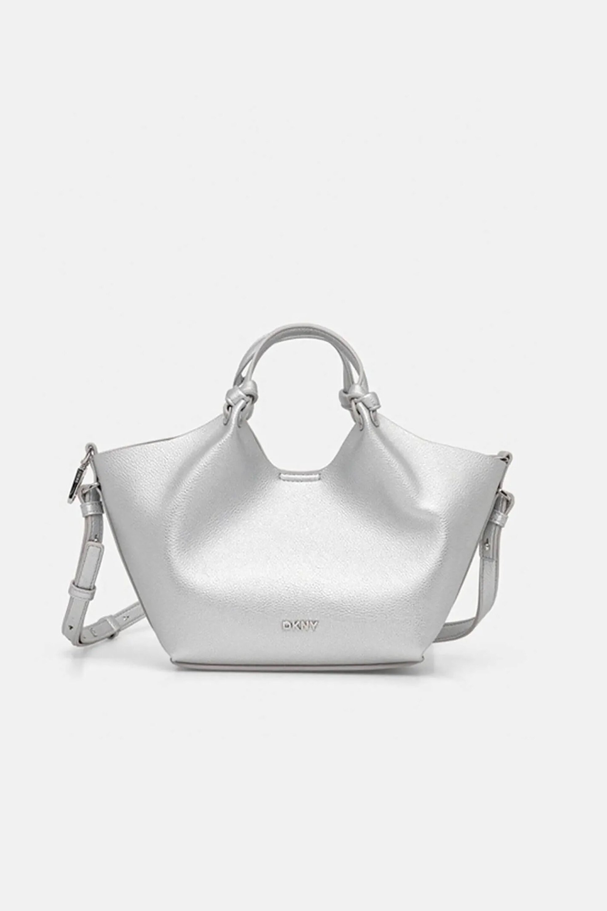 DKNY γυναικεία τσάντα χειρός με μεταλικό λογότυπο "Paula" - R53BAM60 Ασημί