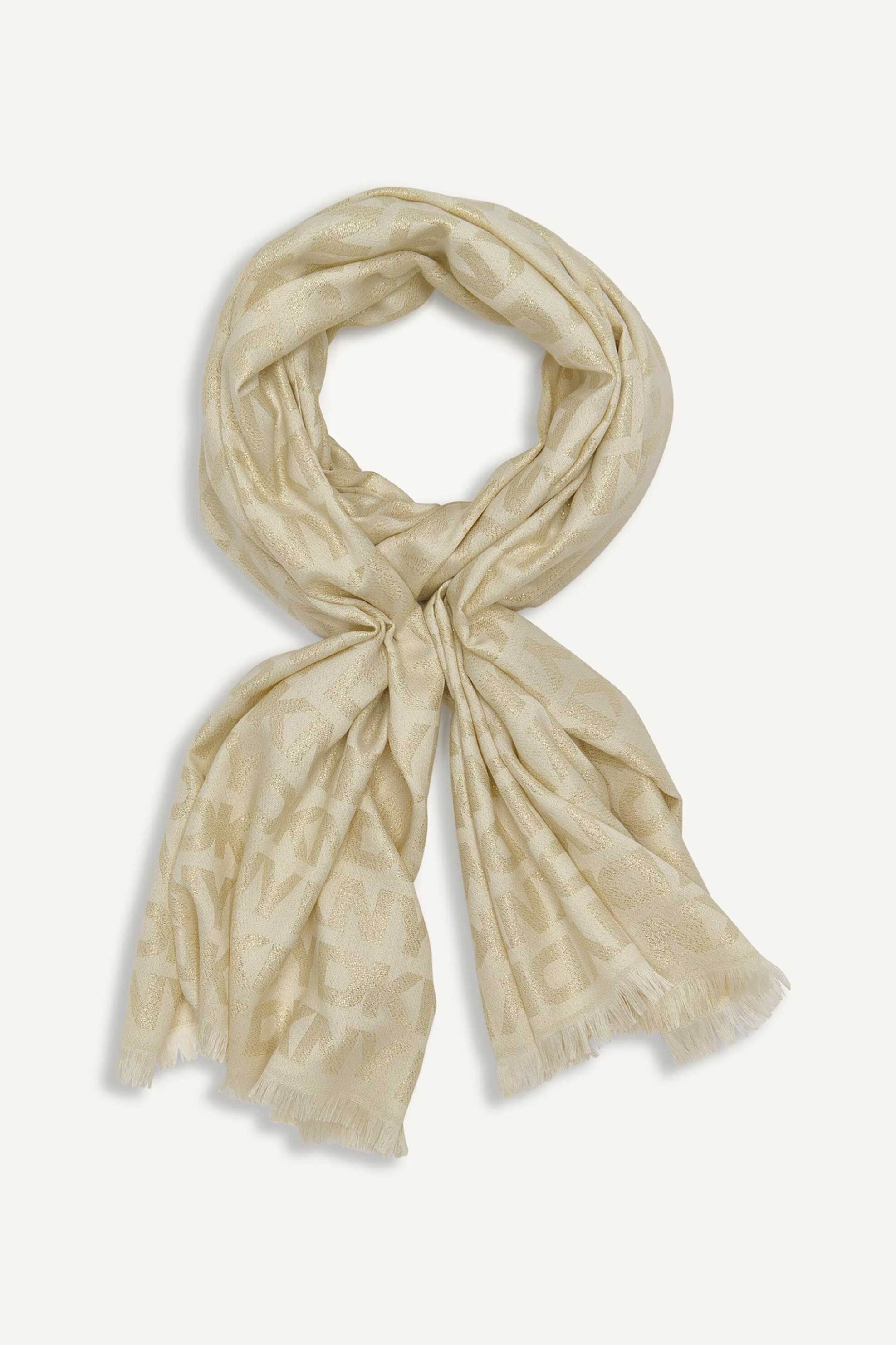 DKNY γυναικείο κασκόλ με all-over logo print - D5WS1578 Εκρού