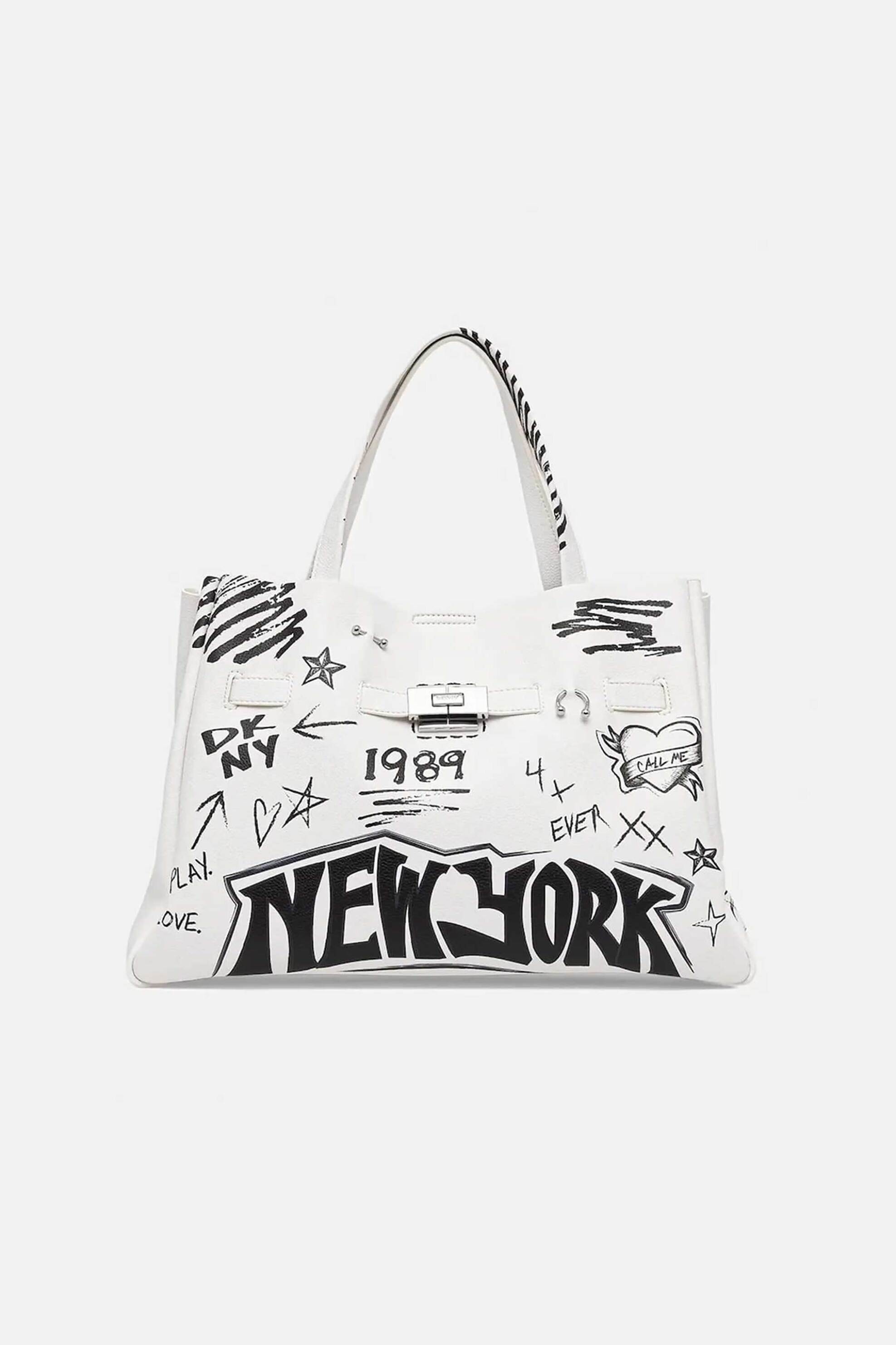 DKNY γυναικεία τσάντα χειρός με lettering "Bryar" - R54DDK43 Λευκό