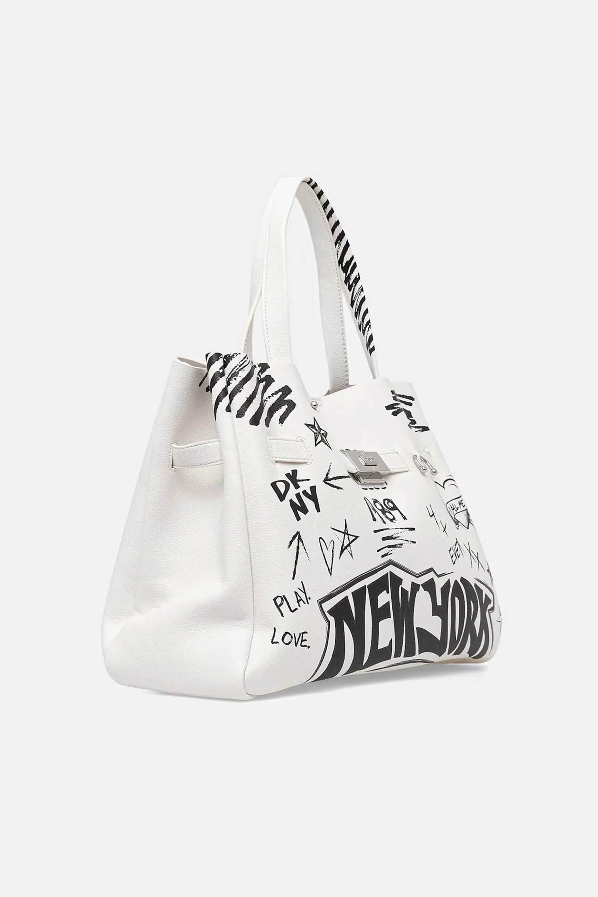 DKNY DKNY γυναικεία τσάντα χειρός με lettering "Bryar" - R54DDK43 Λευκό - 2