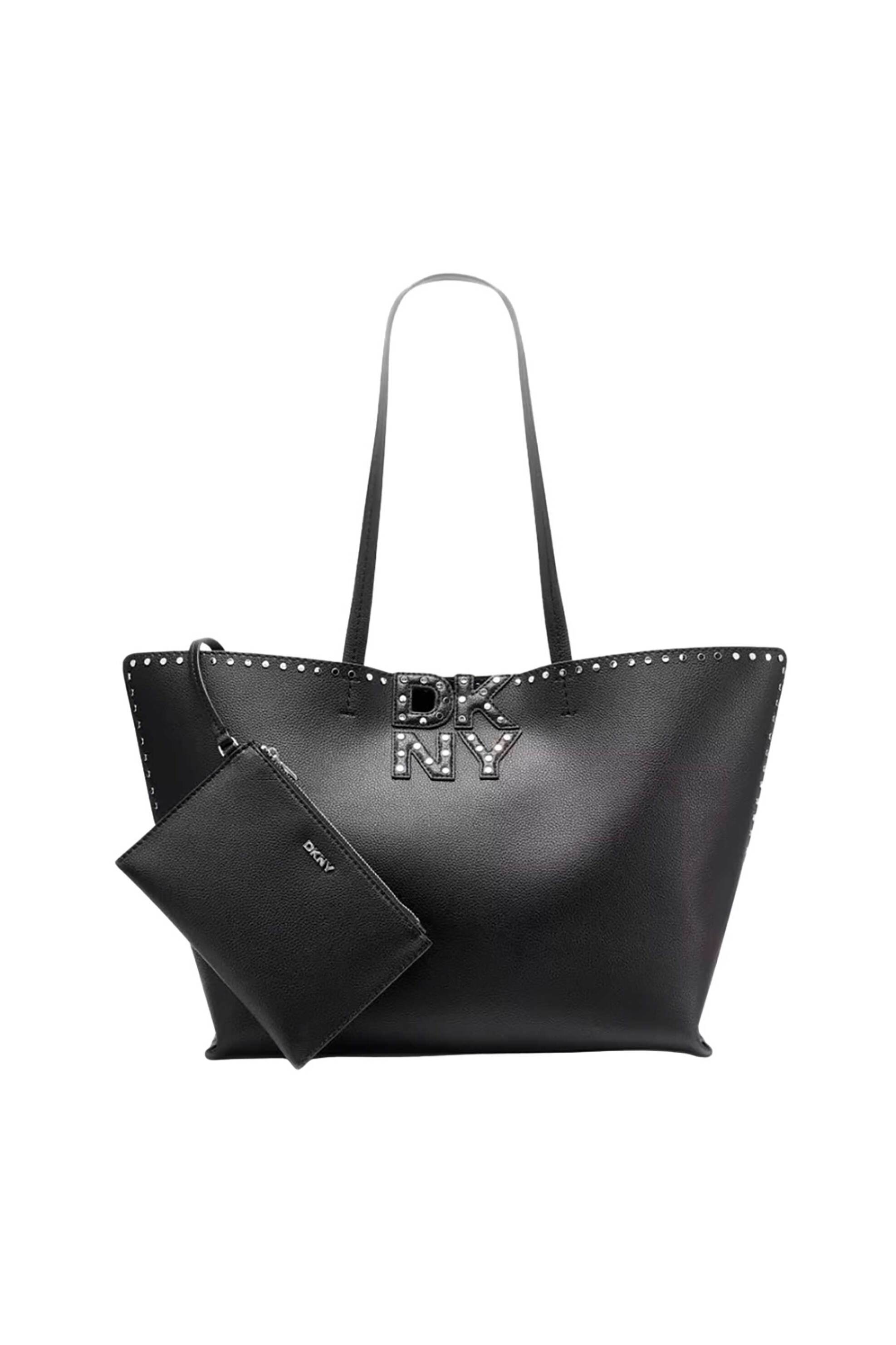 DKNY γυναικεία τσάντα tote με ανάγλυφο λογότυπο με τρουκς "Nicole" - R54AAJ38 Μαύρο