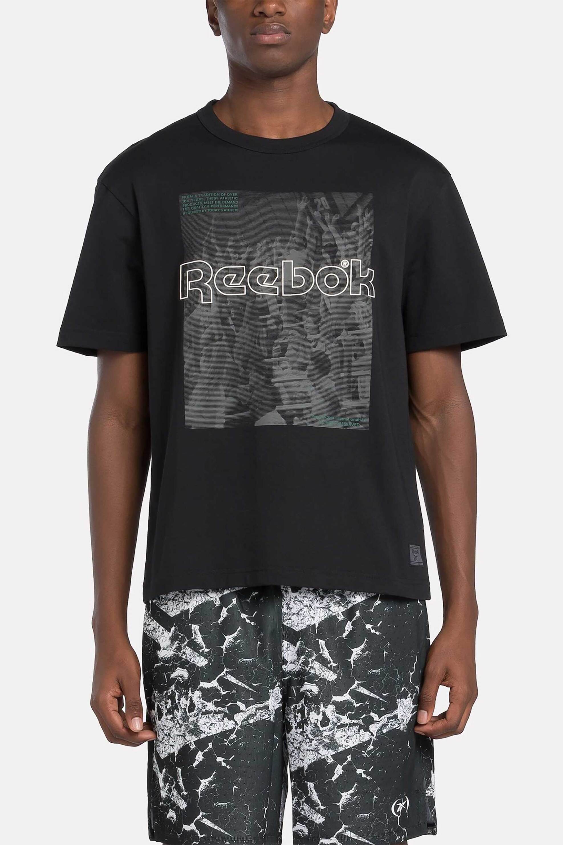 Reebok unisex T-shirt με logo print "Team Tradition" - RCF24TS/100205656U Μαύρο φωτογραφία