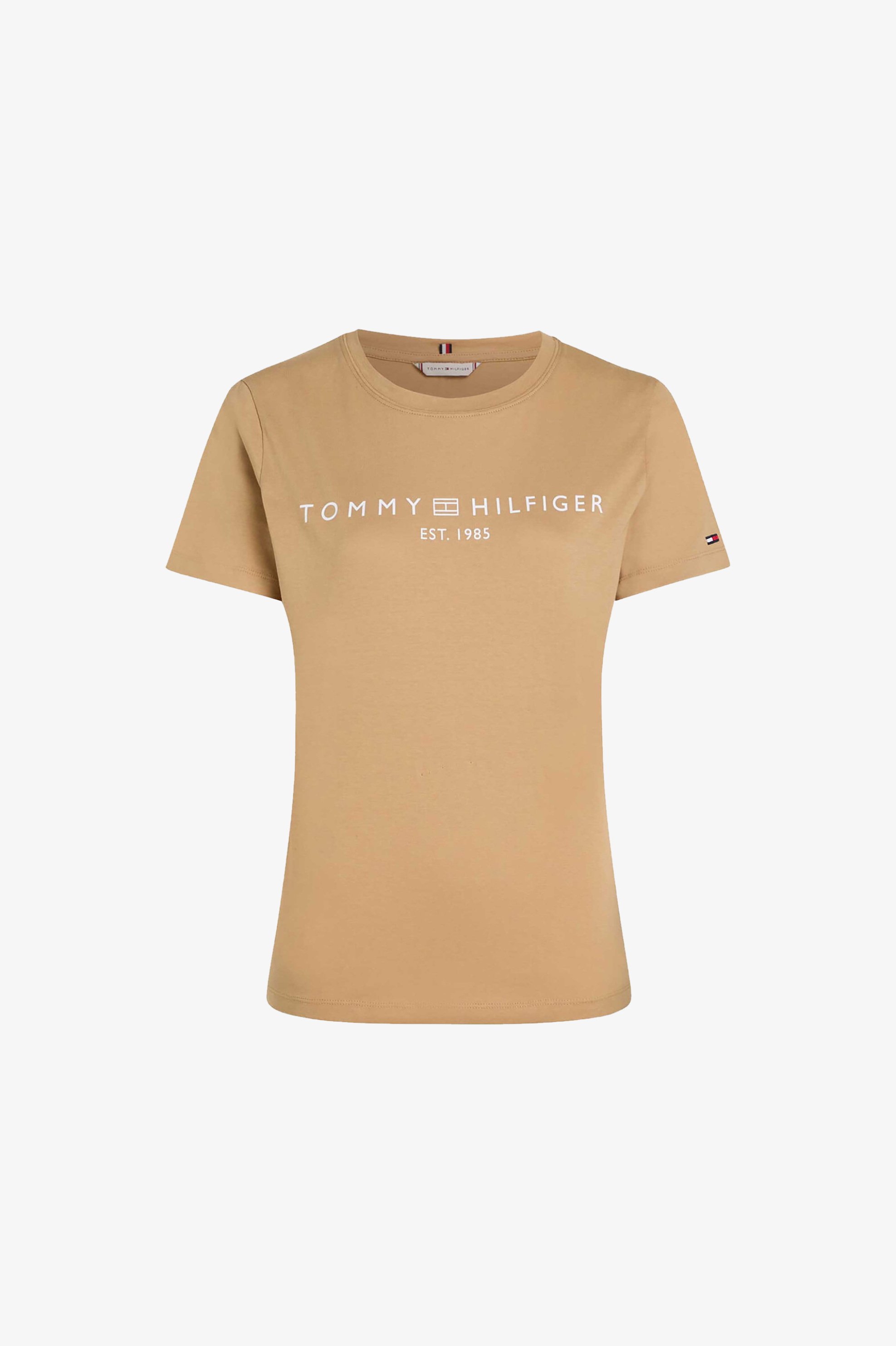 Tommy Hilfiger γυναικείο T-shirt με logo print Regular Fit - WW0WW40276 Μπεζ