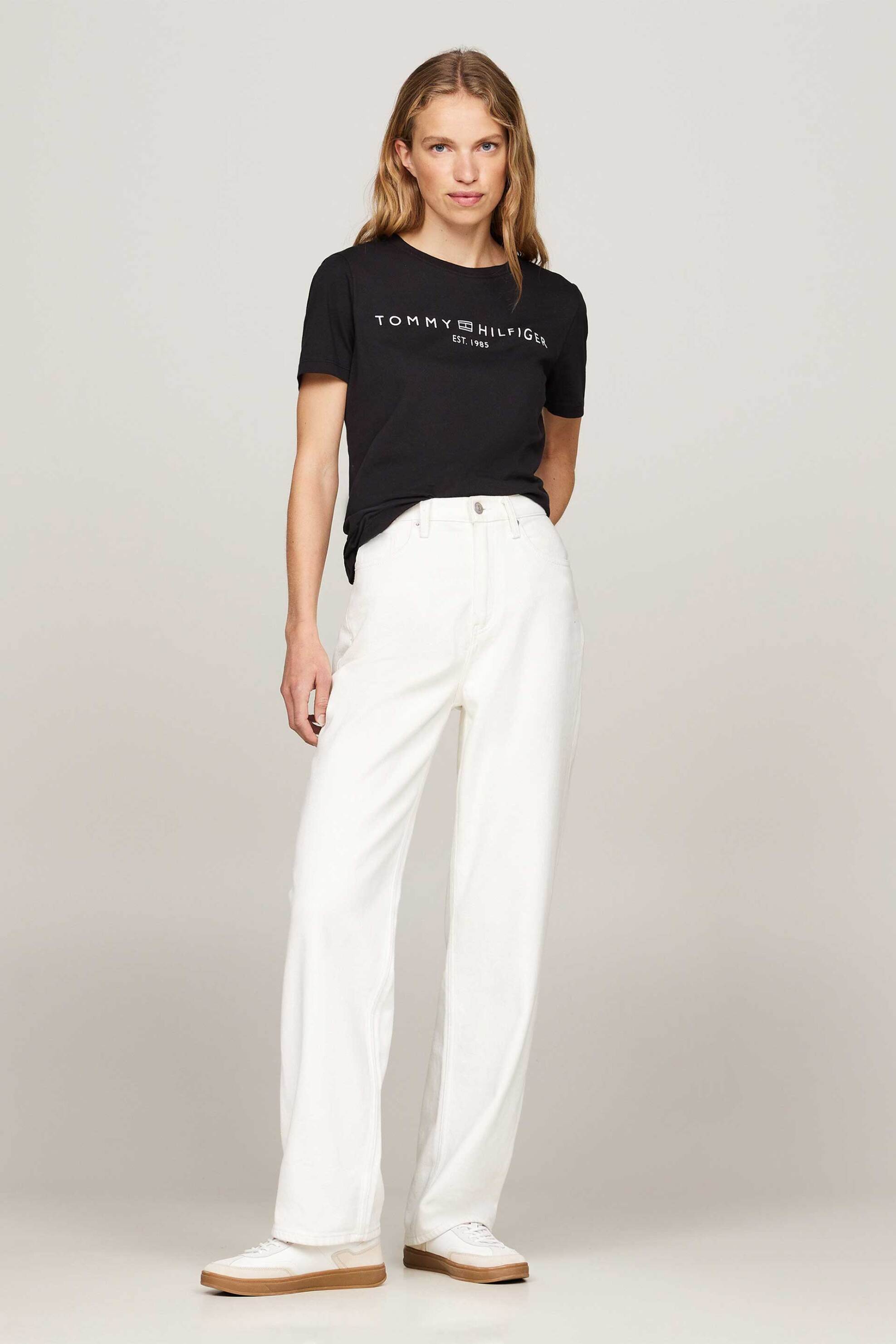 TOMMY HILFIGER Tommy Hilfiger γυναικείο T-shirt με logo print Regular Fit - WW0WW40276 Μαύρο - 3
