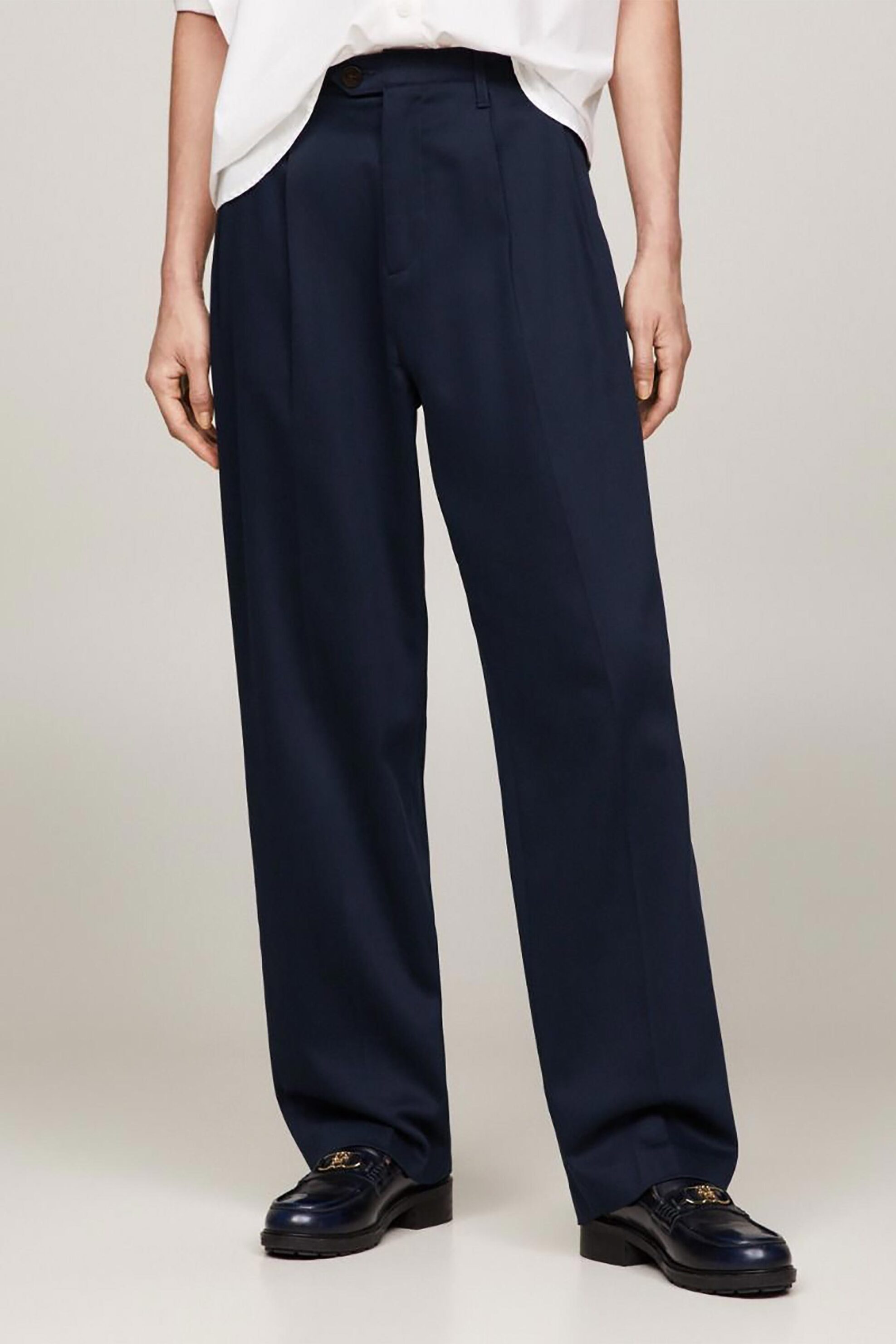 Tommy Hilfiger γυναικείο chino παντελόνι μονόχρωμο Relaxed Straight Fit - WW0WW40509 Σκούρο Μπλε φωτογραφία