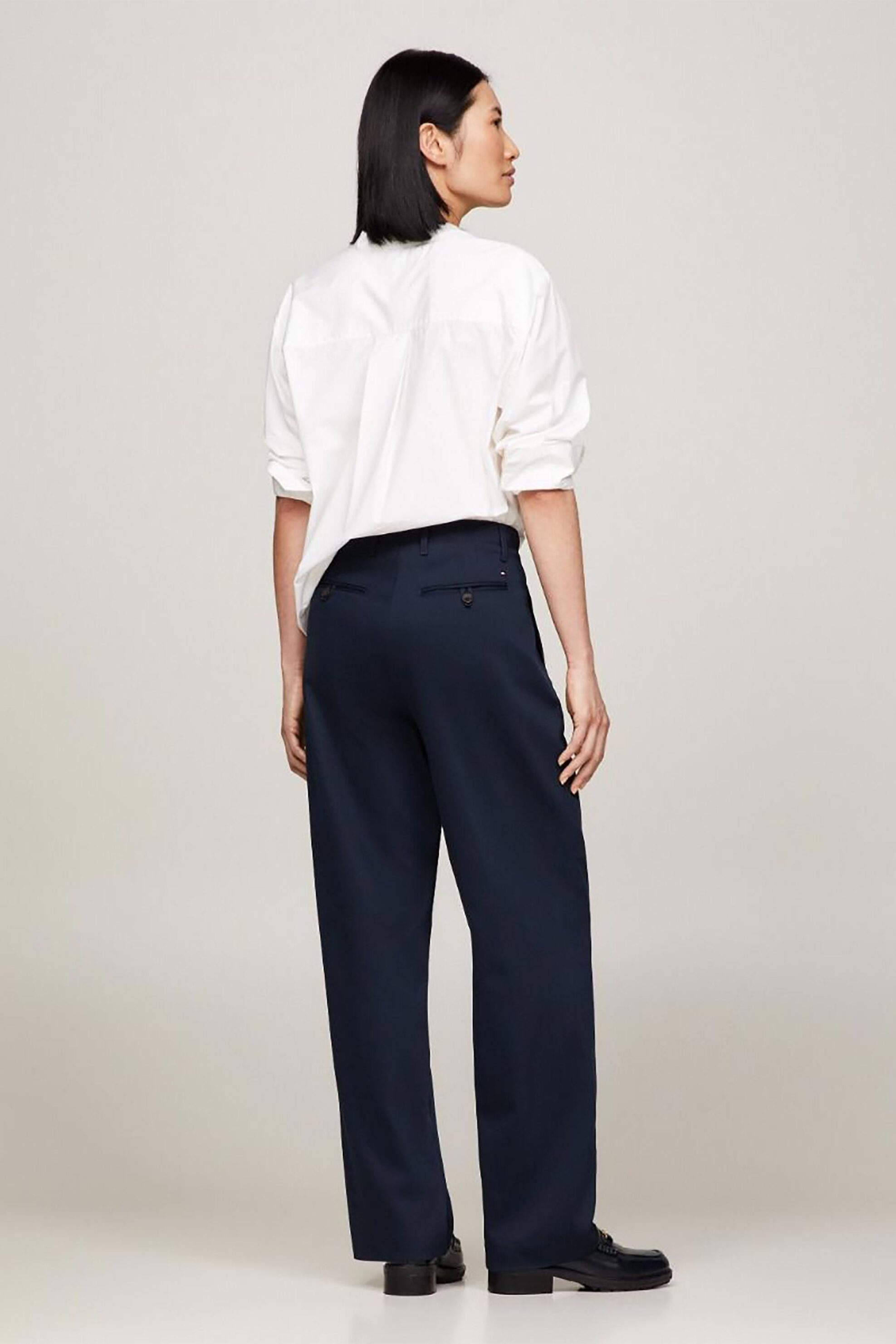 Tommy Hilfiger γυναικείο chino παντελόνι μονόχρωμο Relaxed Straight Fit - WW0WW40509 Σκούρο Μπλε φωτογραφία