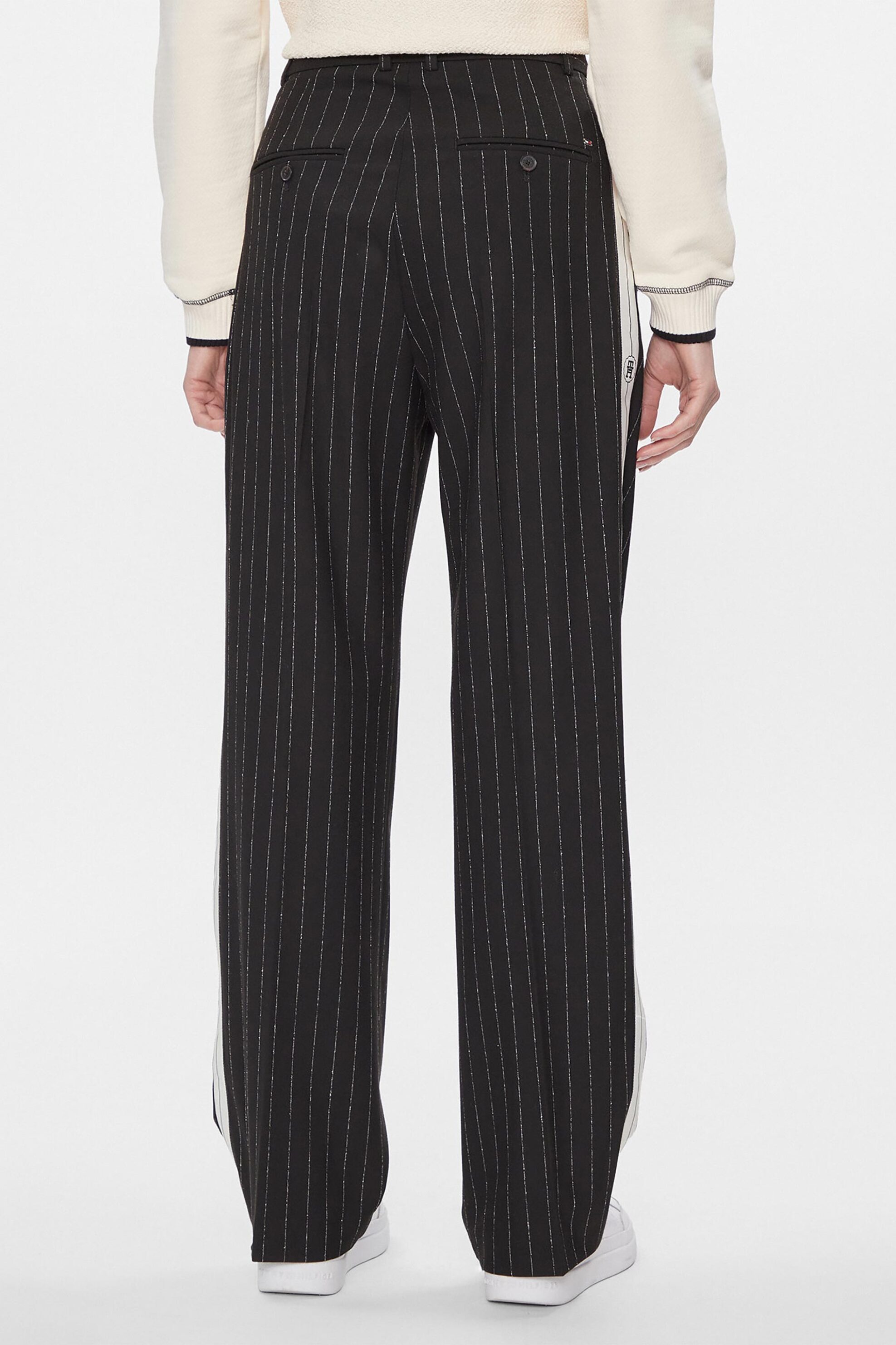 Tommy Hilfiger γυναικείο παντελόνι με ριγέ σχέδιο Relaxed Straight Fit - WW0WW40513 Μαύρο φωτογραφία
