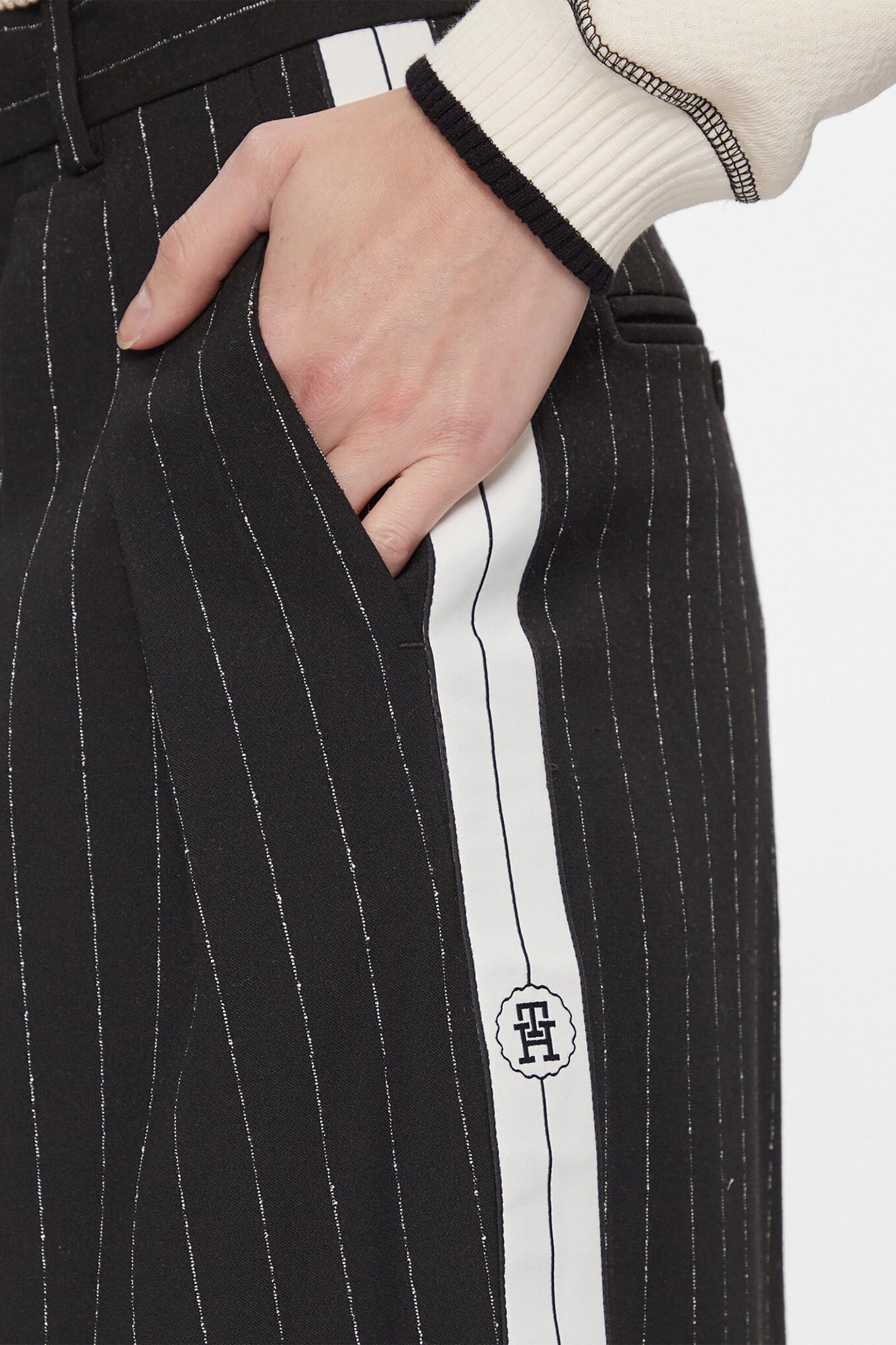 Tommy Hilfiger Γυναικείο Παντελόνι με Ριγέ Σχέδιο Relaxed Straight Fit - Ww0Ww40513 Μαύρο