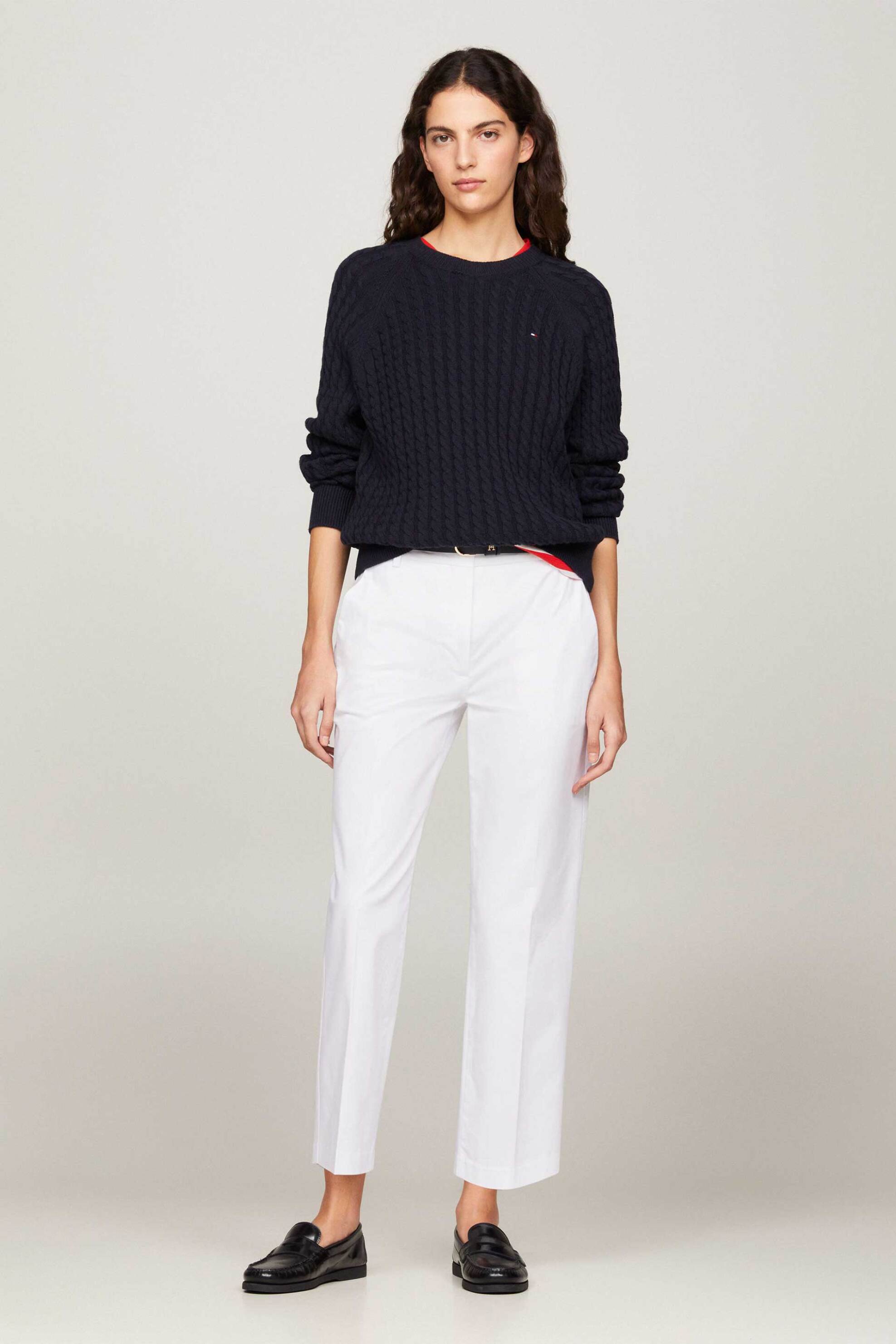  Tommy Hilfiger γυναικείο παντελόνι chinos Slim fit - WW0WW40504 Λευκό 2025