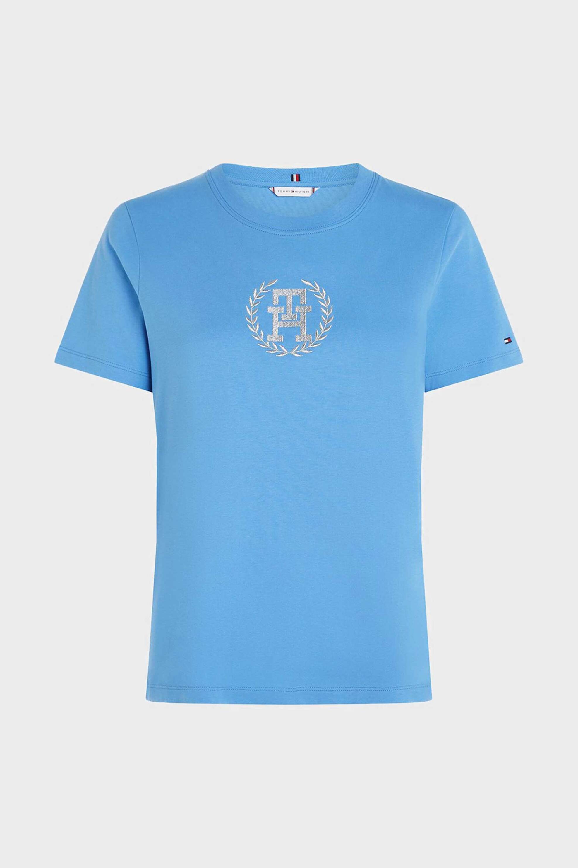 Γυναικεία Ρούχα & Αξεσουάρ > Γυναικεία Ρούχα > Γυναικεία Τοπ > Γυναικεία T-Shirts Tommy Hilfiger γυναικείο βαμβακερό T-shirt με contrast logo print - WW0WW41765 Γαλάζιο