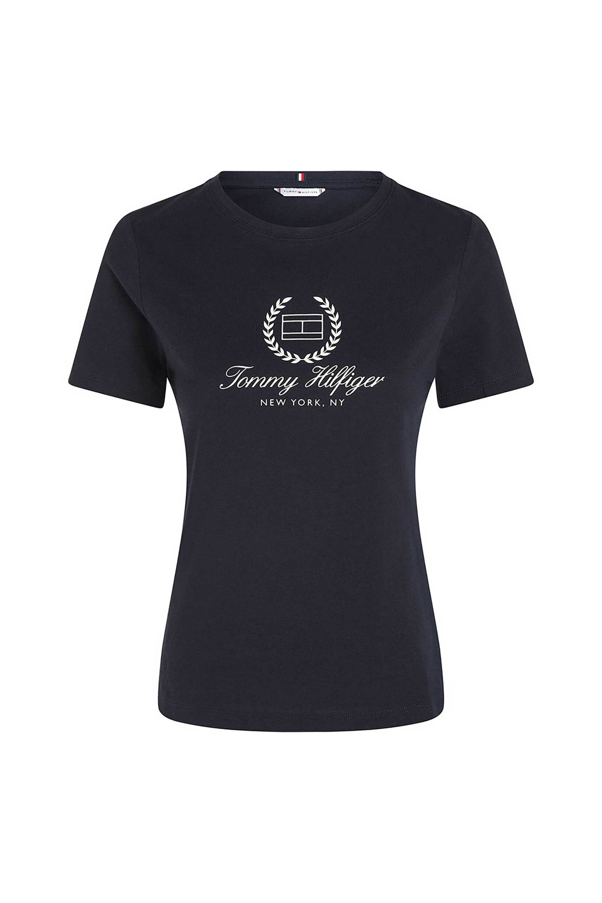 Γυναικεία Ρούχα & Αξεσουάρ > Γυναικεία Ρούχα > Γυναικεία Τοπ > Γυναικεία T-Shirts Tommy Hilfiger γυναικείο T-shirt μονόχρωμο με contrast logo print Slim fit - WW0WW41761 Σκούρο Μπλε