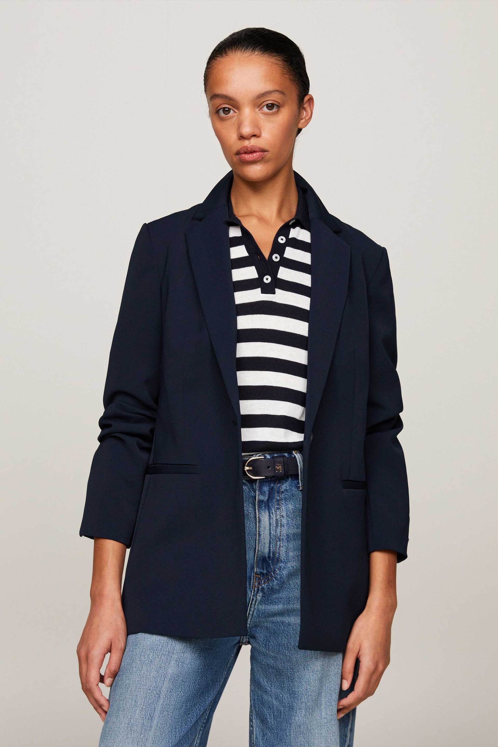  Tommy Hilfiger γυναικείο σακάκι μονόχρωμο - WW0WW41772 Σκούρο Μπλε 2025