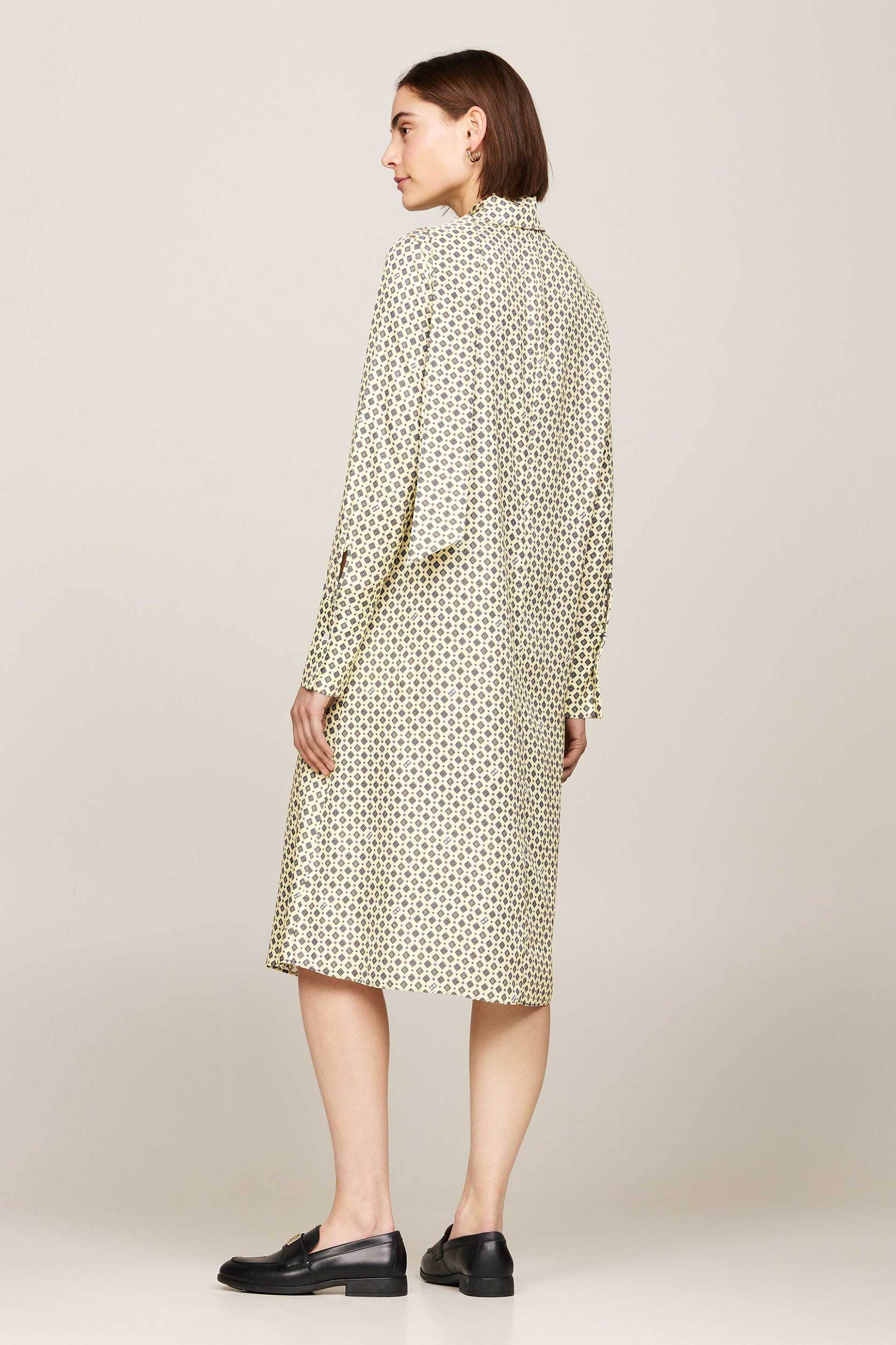 TOMMY HILFIGER Tommy Hilfiger γυναικείο midi φόρεμα με φουλάρι και all-over print - WW0WW42318 Εκρού - 3