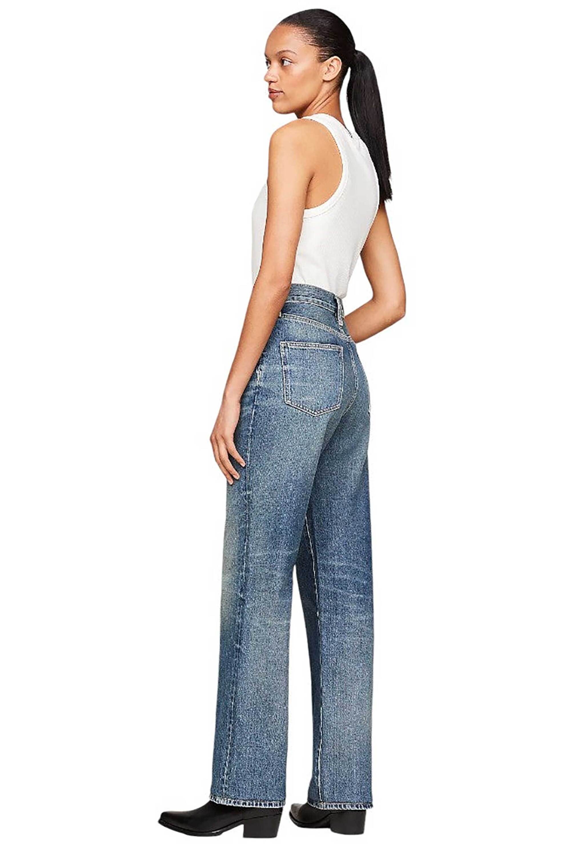 Tommy Hilfiger γυναικείο τζιν παντελόνι πεντάτσεπο με κεντημένο λογότυπο Relaxed Fit - WW0WW42210 Denim Blue Ανοιχτό φωτογραφία