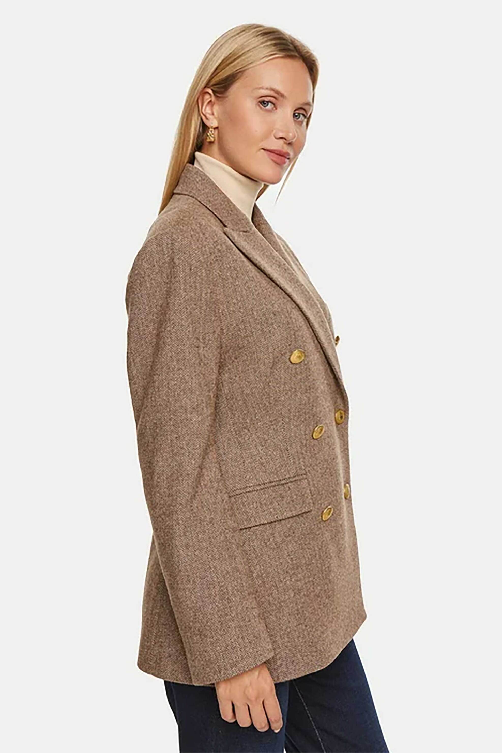 Tommy Hilfiger γυναικείο σακάκι μονόχρωμο Regular Fit - WW0WW42995 Καφέ φωτογραφία