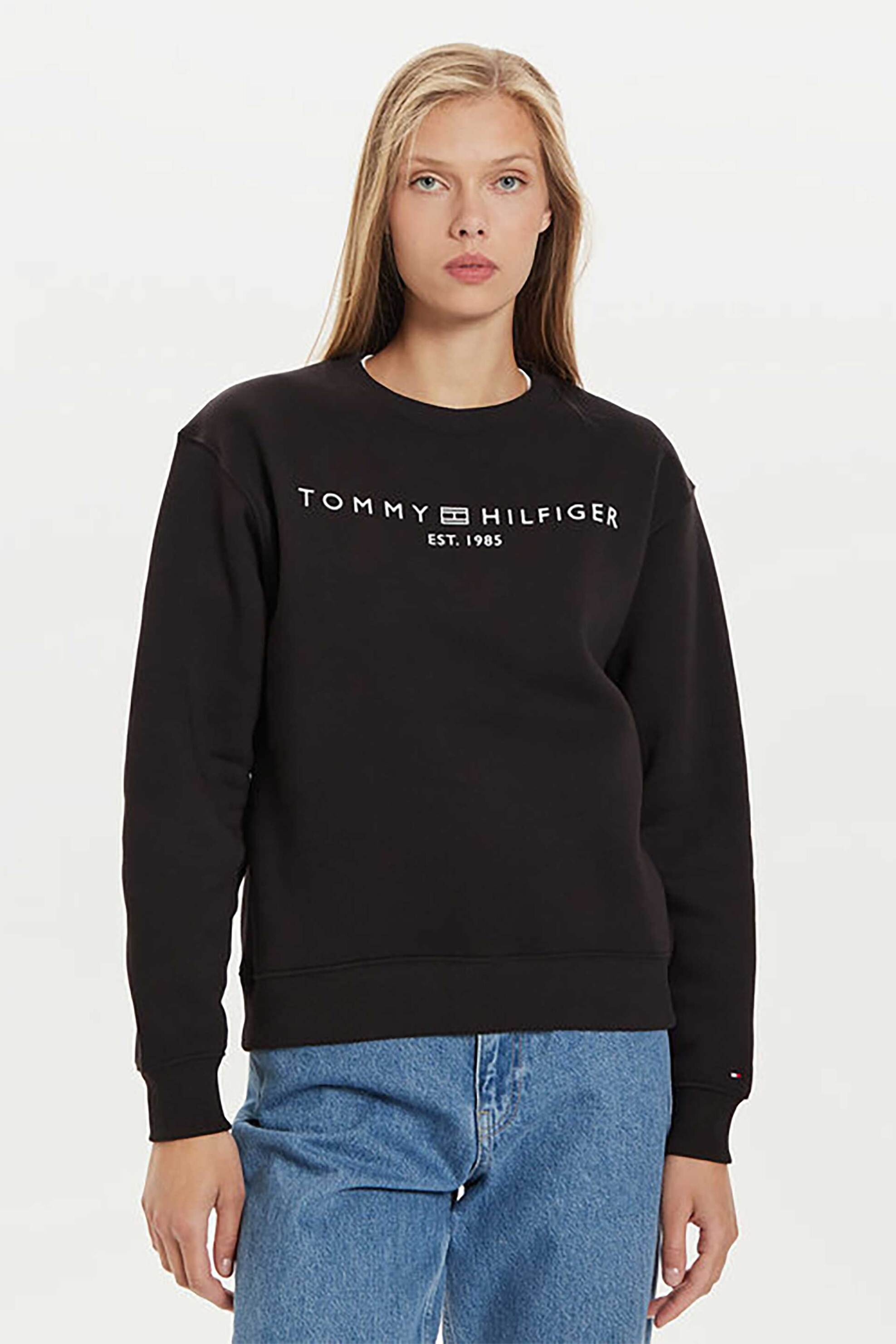  Tommy Hilfiger γυναικεία μπλούζα φούτερ με λογότυπο Regular Fit - WW0WW39791 Μαύρο 2025