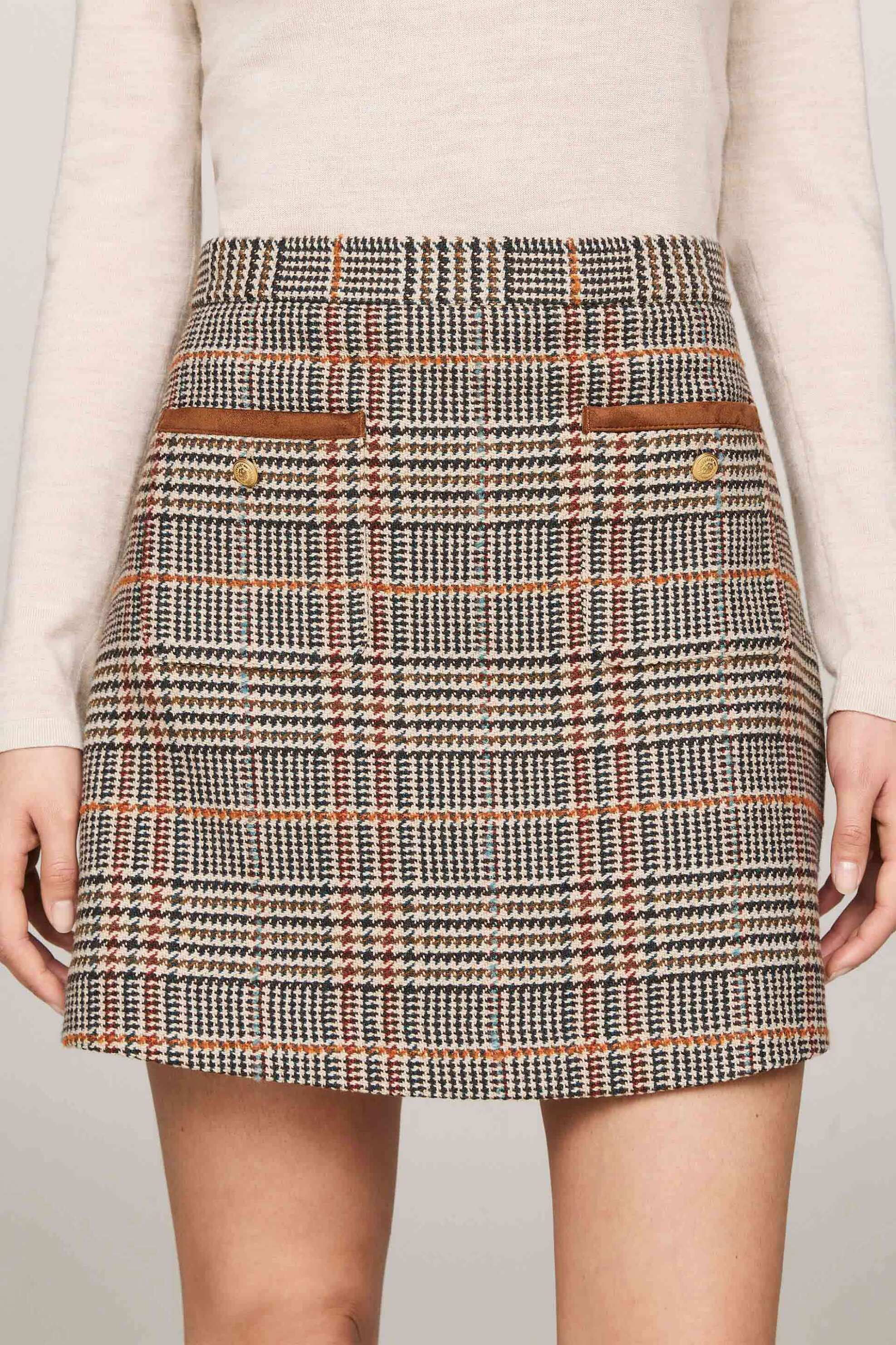 Tommy Hilfiger γυναικεία mini φούστα με καρό σχέδιο - WW0WW43013 Καφέ φωτογραφία